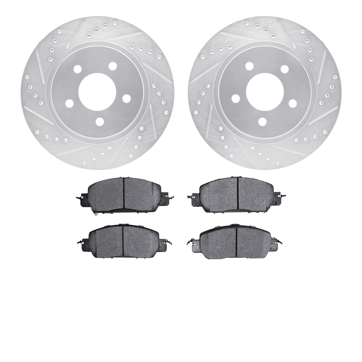 7502-54030 Drilled/Slotted Brake Rotors w/5000 Advanced Brake Pads Kit [Silver], 2007-2014 Ford/Lincoln/Mercury/Mazda, Position: