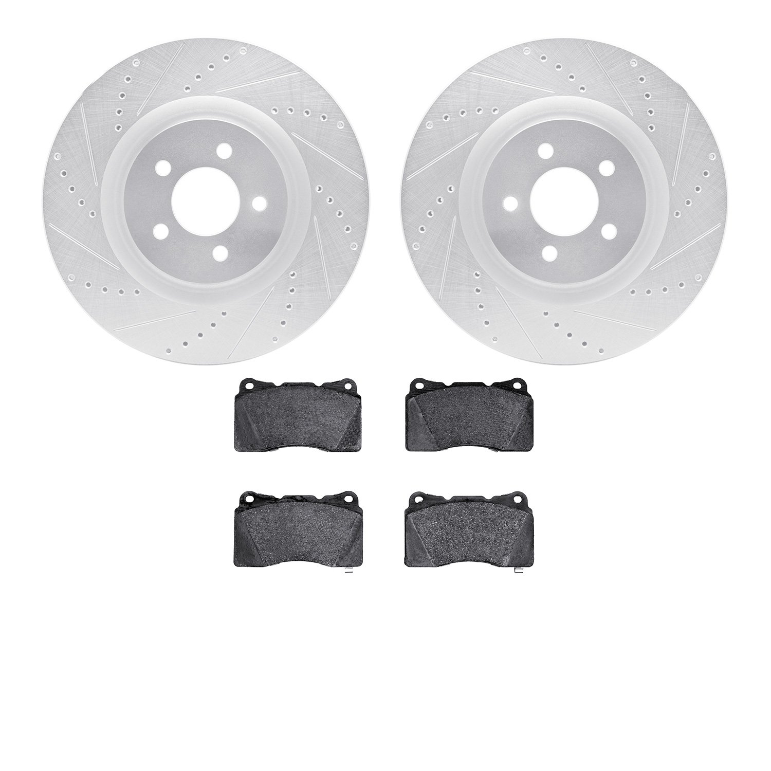 7502-54035 Drilled/Slotted Brake Rotors w/5000 Advanced Brake Pads Kit [Silver], 2007-2011 Ford/Lincoln/Mercury/Mazda, Position:
