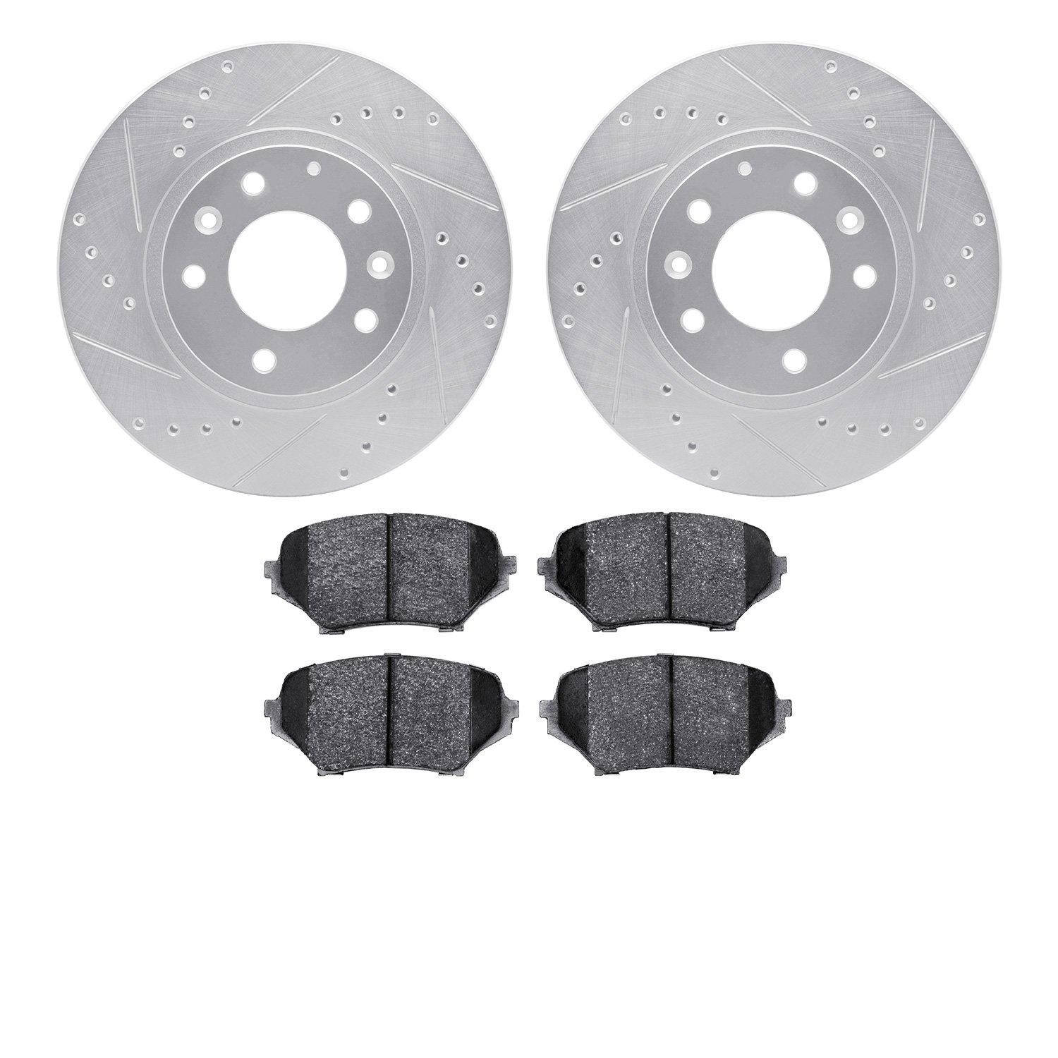 7502-80034 Drilled/Slotted Brake Rotors w/5000 Advanced Brake Pads Kit [Silver], 2006-2015 Ford/Lincoln/Mercury/Mazda, Position: