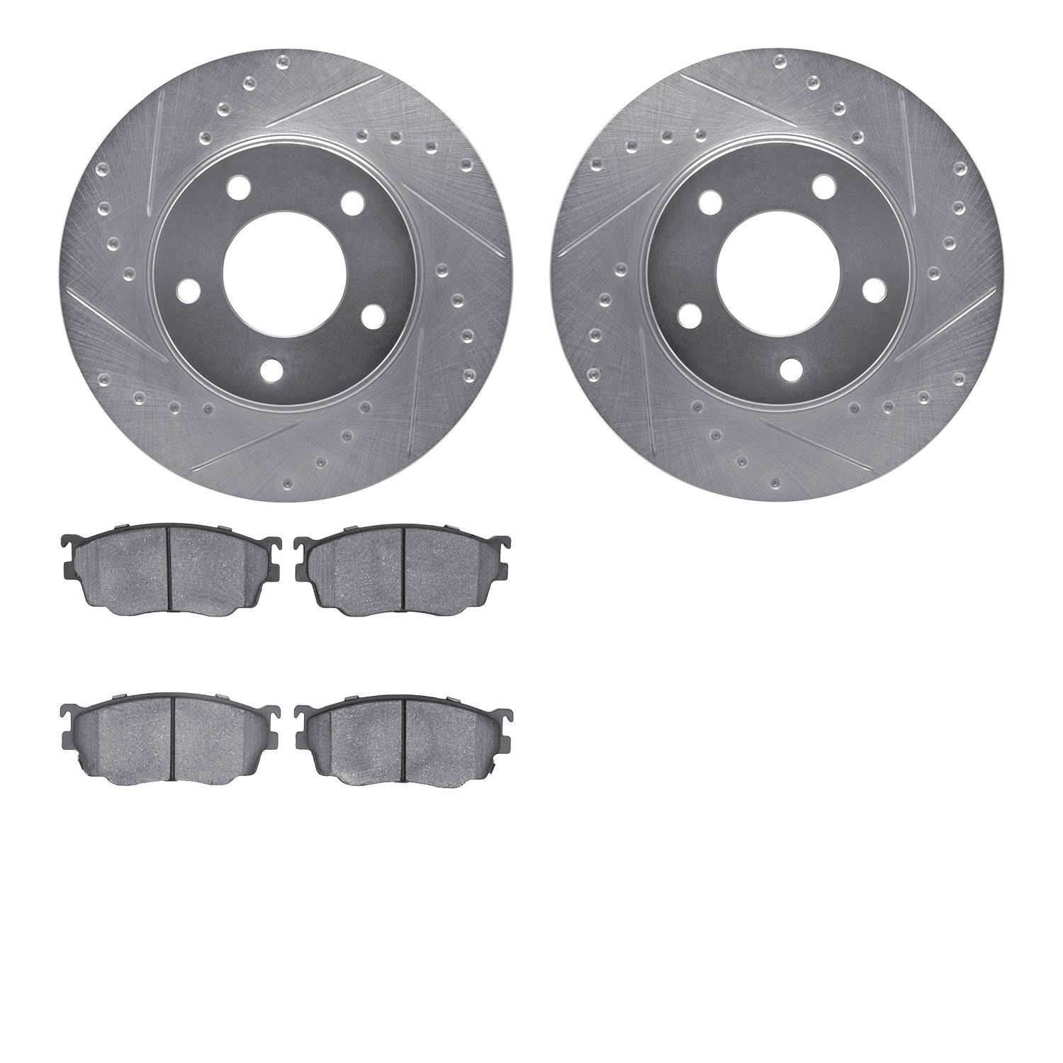 7502-80137 Drilled/Slotted Brake Rotors w/5000 Advanced Brake Pads Kit [Silver], 1998-2003 Ford/Lincoln/Mercury/Mazda, Position: