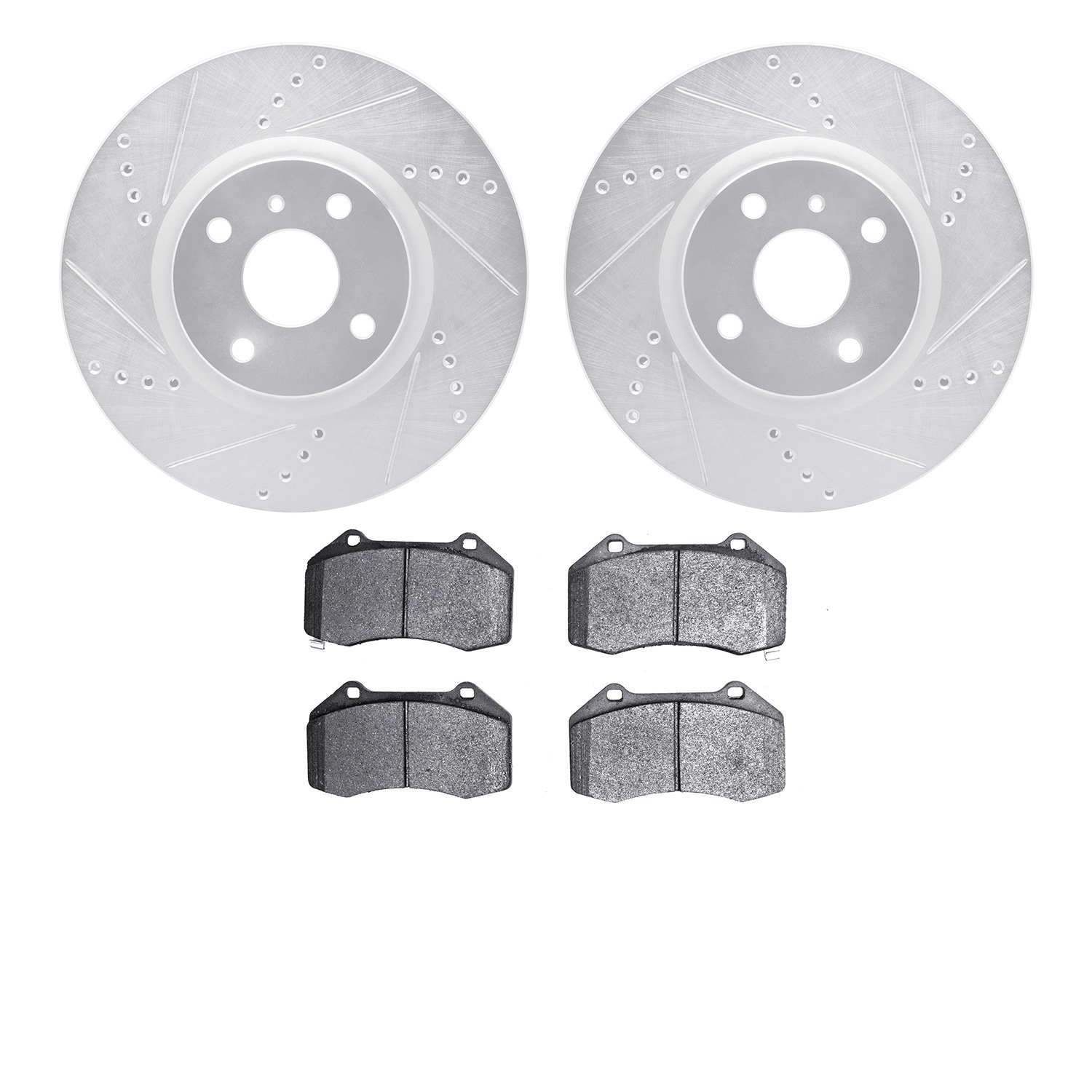 7502-80331 Drilled/Slotted Brake Rotors w/5000 Advanced Brake Pads Kit [Silver], Fits Select Multiple Makes/Models, Position: Fr