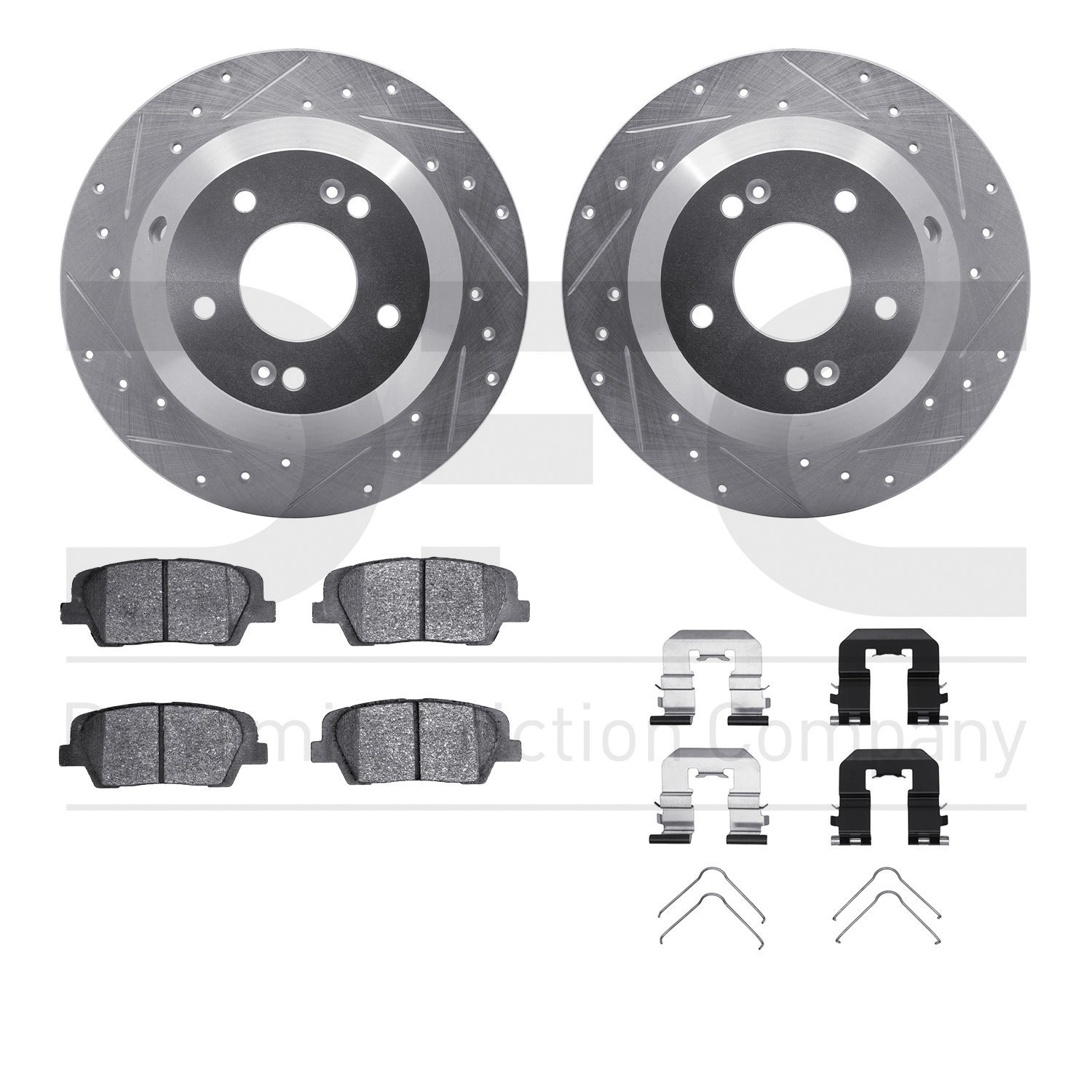 7512-03090 Drilled/Slotted Brake Rotors w/5000 Advanced Brake Pads Kit & Hardware [Silver], 2010-2019 Kia/Hyundai/Genesis, Posit