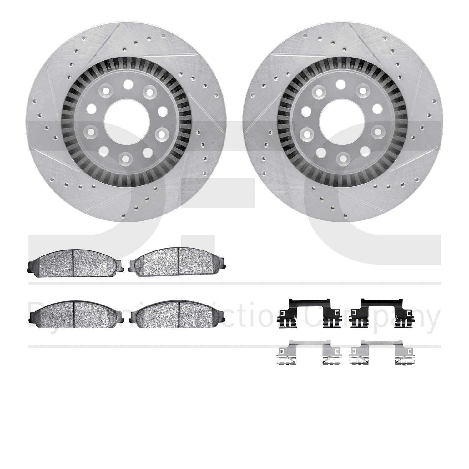 7512-54030 Drilled/Slotted Brake Rotors w/5000 Advanced Brake Pads Kit & Hardware [Silver], 2005-2009 Ford/Lincoln/Mercury/Mazda