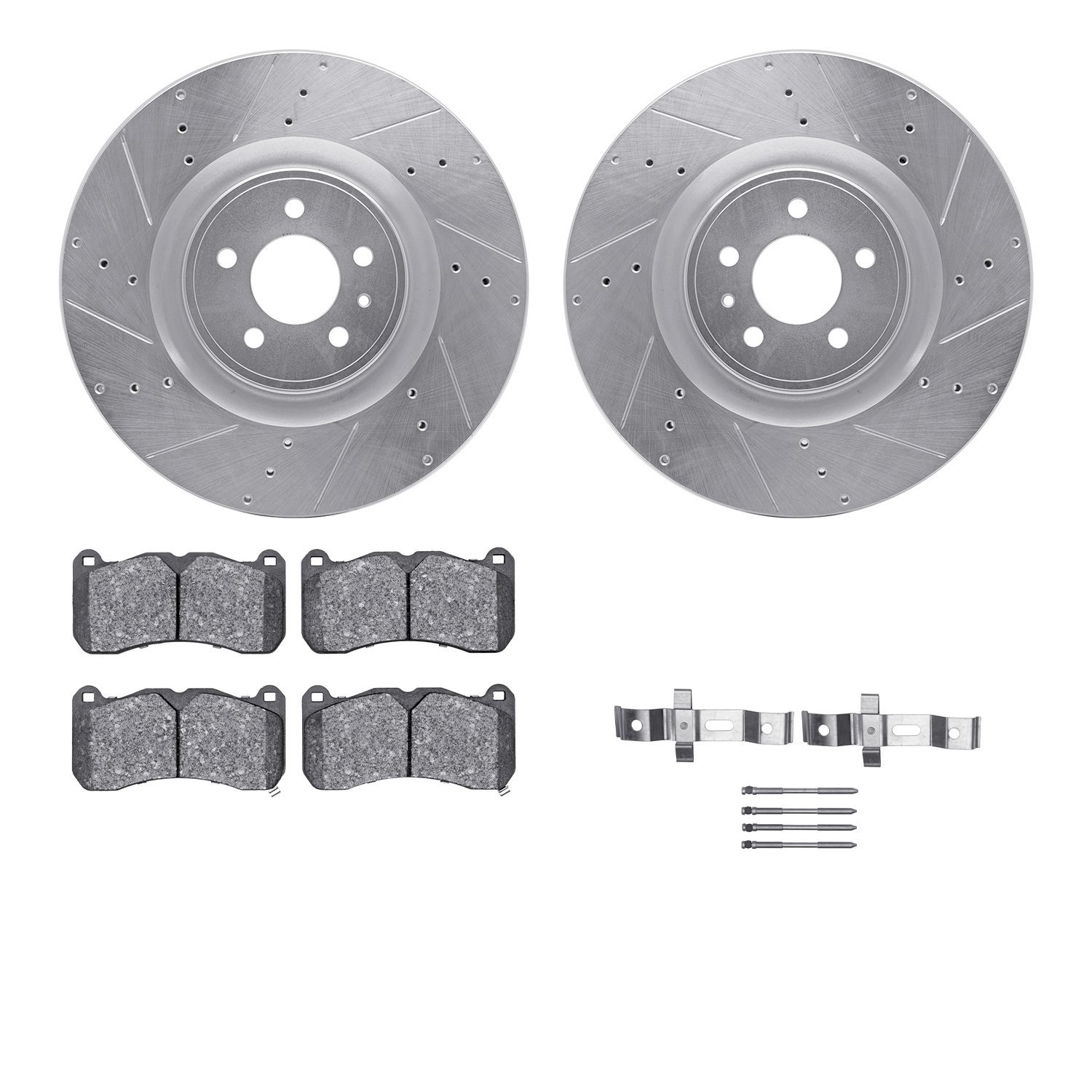 7512-54078 Drilled/Slotted Brake Rotors w/5000 Advanced Brake Pads Kit & Hardware [Silver], 2013-2014 Ford/Lincoln/Mercury/Mazda