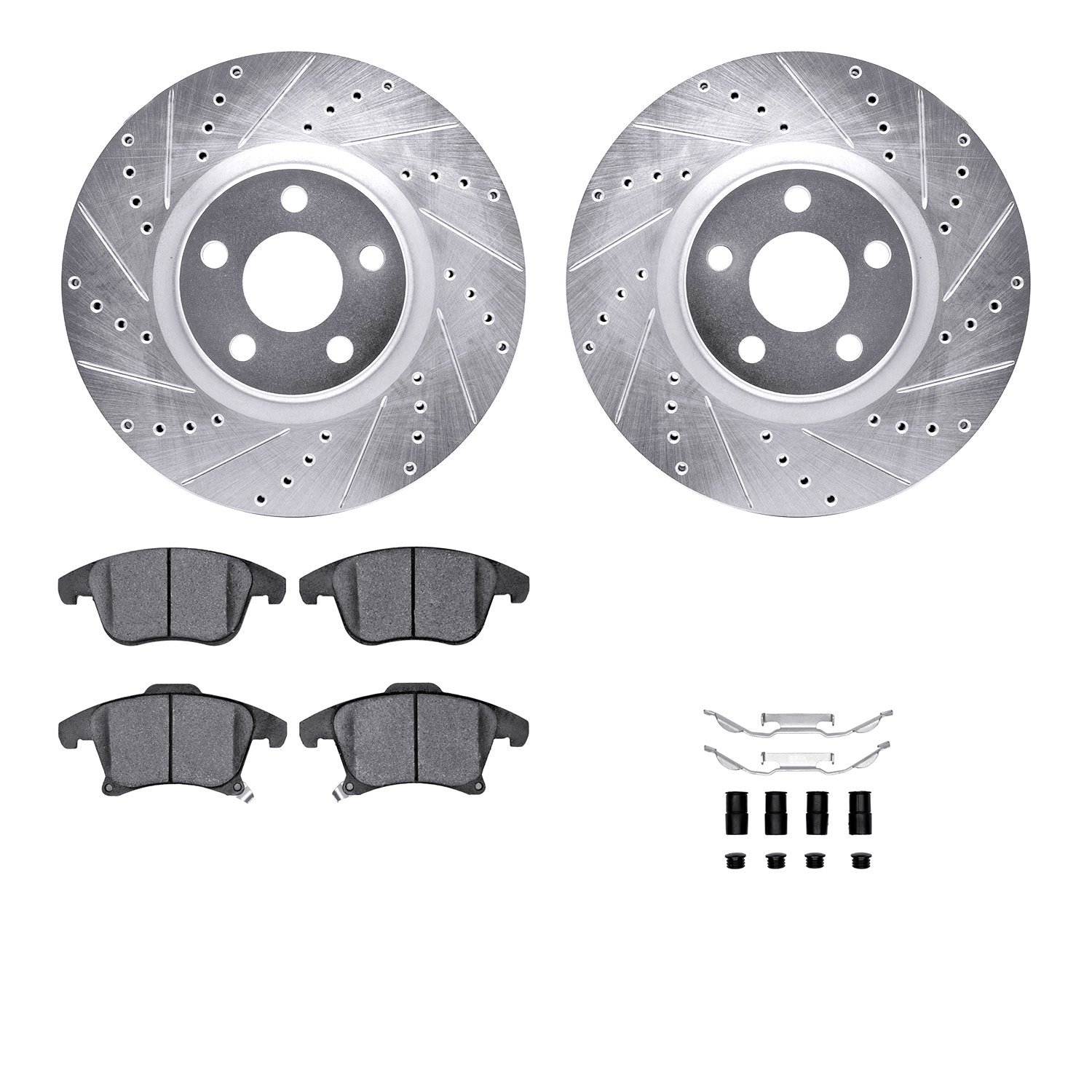 Drilled/Slotted Brake Rotors w/5000 Advanced Brake Pads Kit