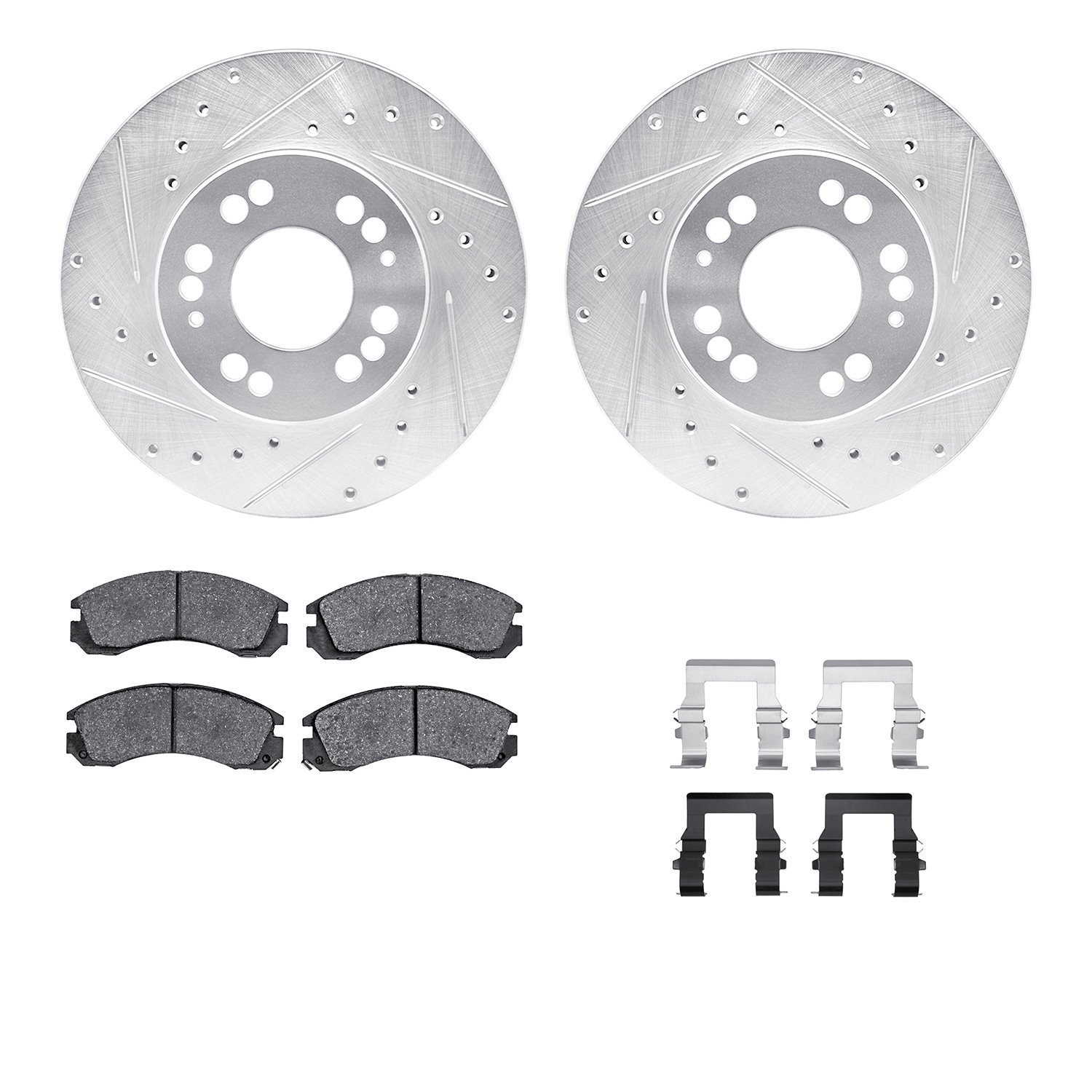 Drilled/Slotted Brake Rotors w/5000 Advanced Brake Pads Kit