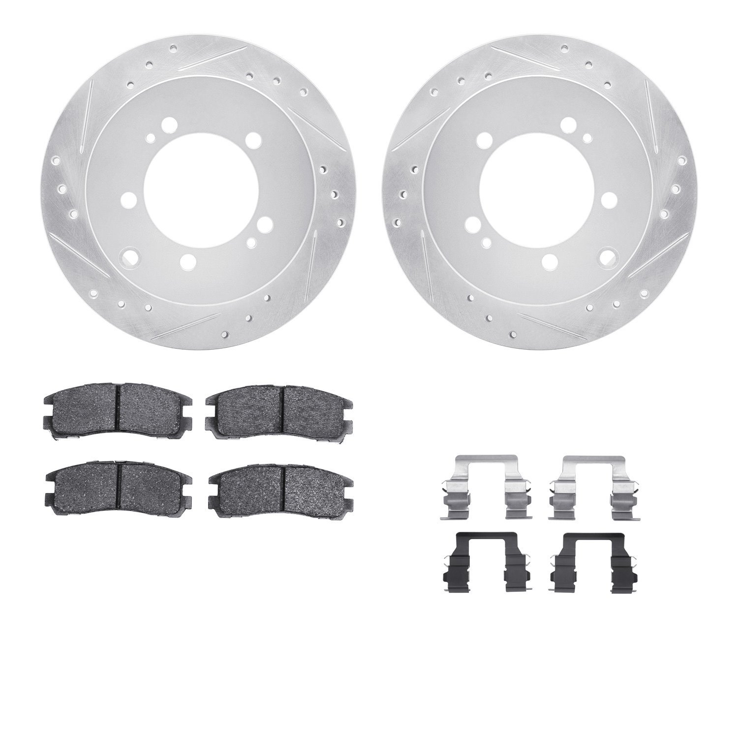 Drilled/Slotted Brake Rotors w/5000 Advanced Brake Pads Kit