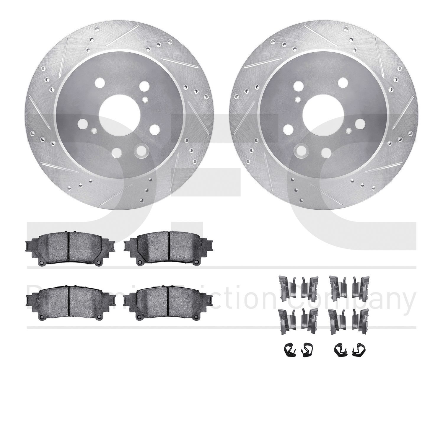 7512-75032 Drilled/Slotted Brake Rotors w/5000 Advanced Brake Pads Kit & Hardware [Silver], 2013-2020 Lexus/Toyota/Scion, Positi