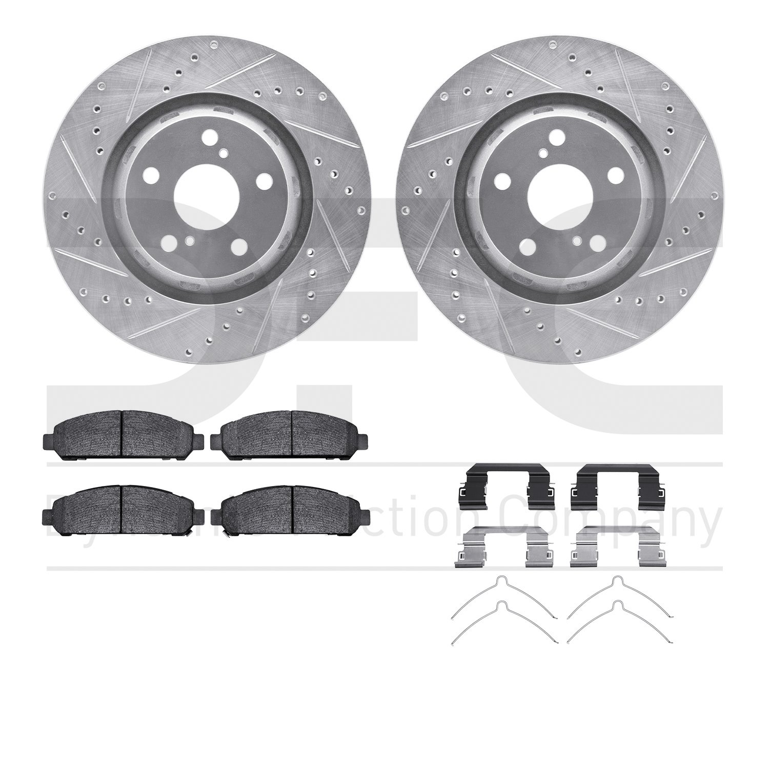 7512-76168 Drilled/Slotted Brake Rotors w/5000 Advanced Brake Pads Kit & Hardware [Silver], 2009-2015 Lexus/Toyota/Scion, Positi