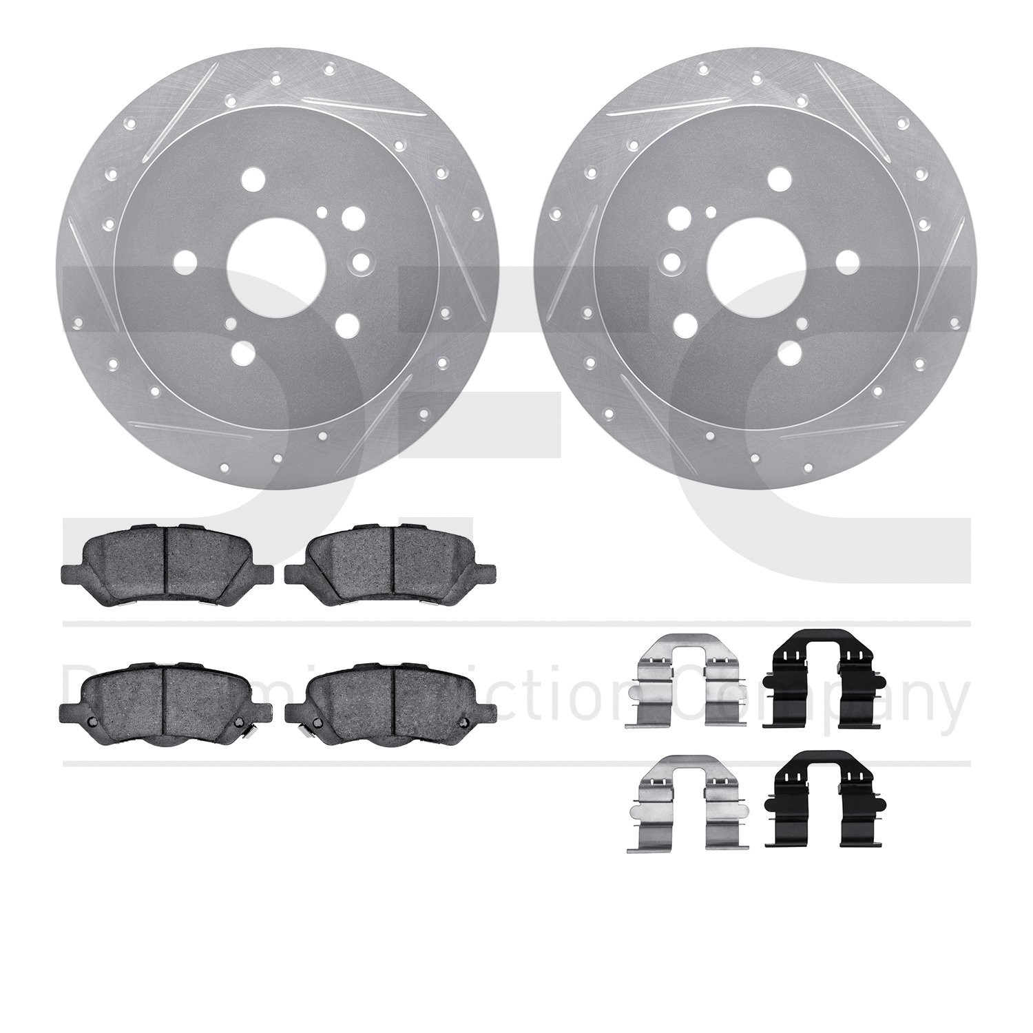 7512-76169 Drilled/Slotted Brake Rotors w/5000 Advanced Brake Pads Kit & Hardware [Silver], 2009-2015 Lexus/Toyota/Scion, Positi