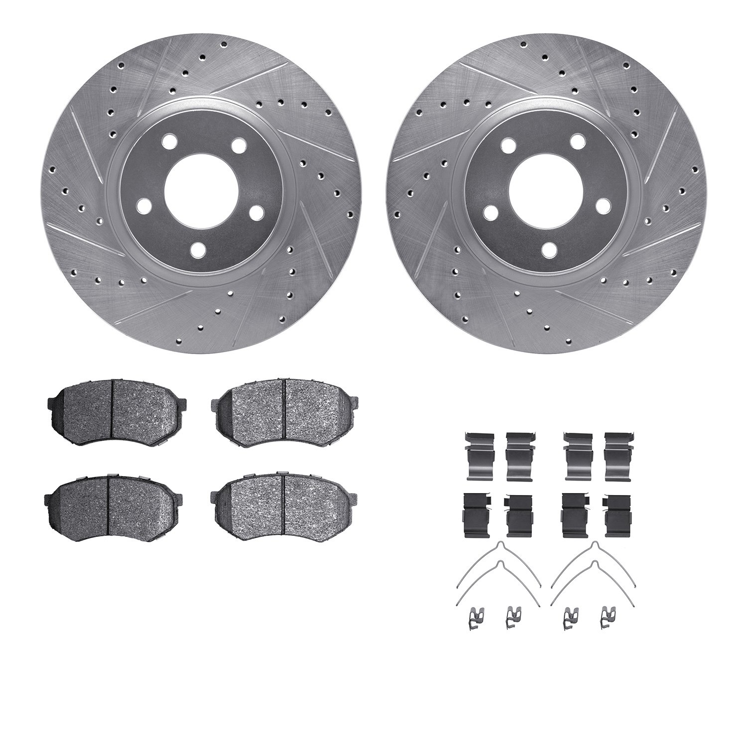 Drilled/Slotted Brake Rotors w/5000 Advanced Brake Pads Kit