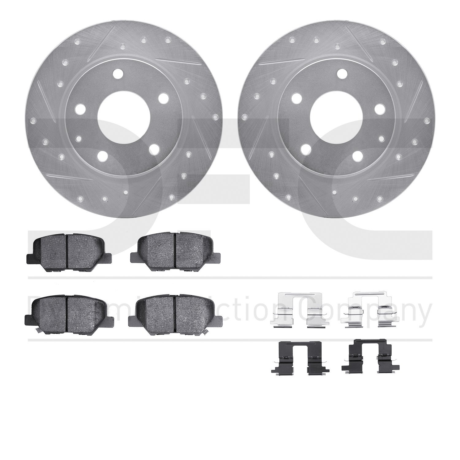 7512-80041 Drilled/Slotted Brake Rotors w/5000 Advanced Brake Pads Kit & Hardware [Silver], 2014-2016 Ford/Lincoln/Mercury/Mazda