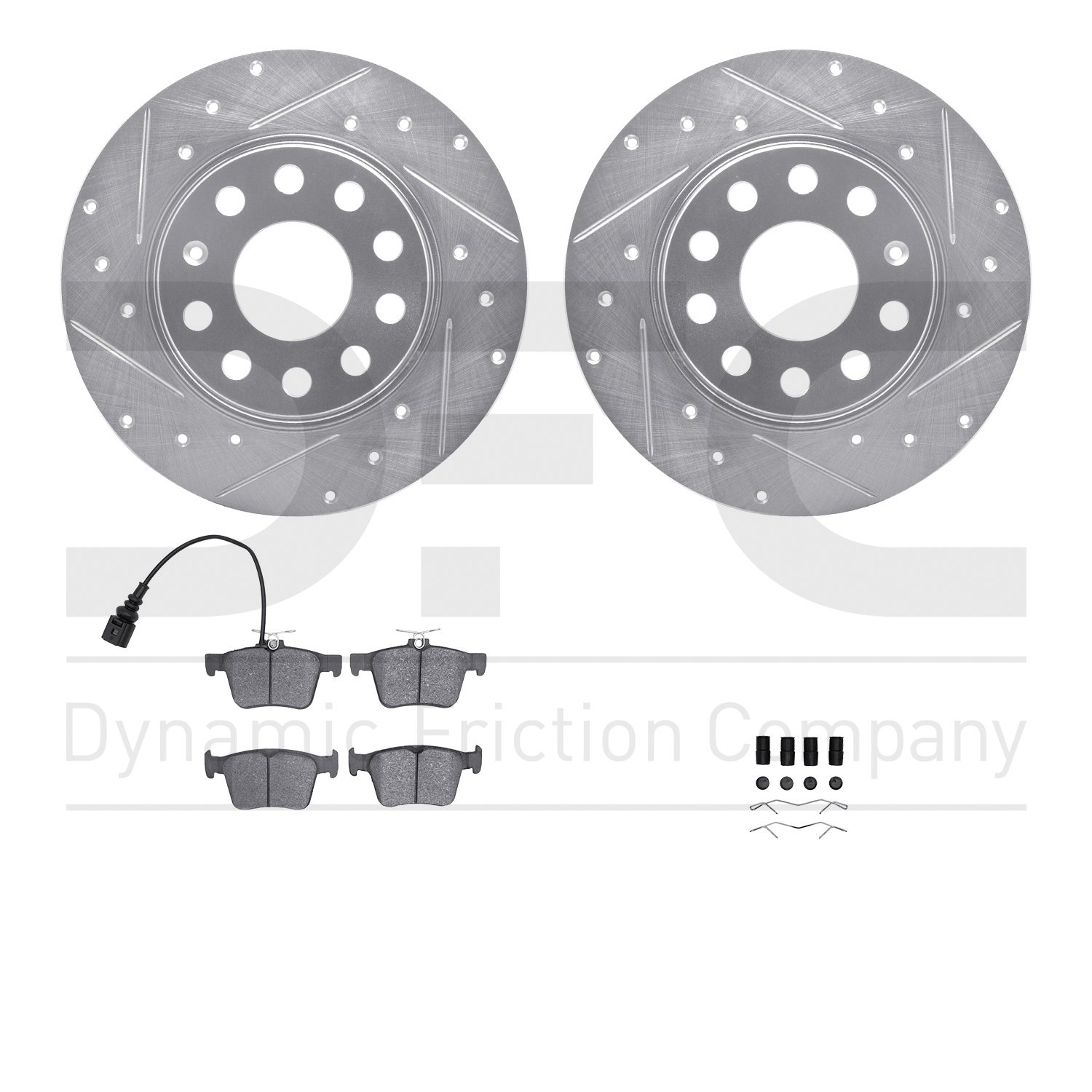 7612-74040 Drilled/Slotted Brake Rotors w/5000 Euro Ceramic Brake Pads Kit & Hardware [Silver], 2013-2020 Multiple Makes/Models,