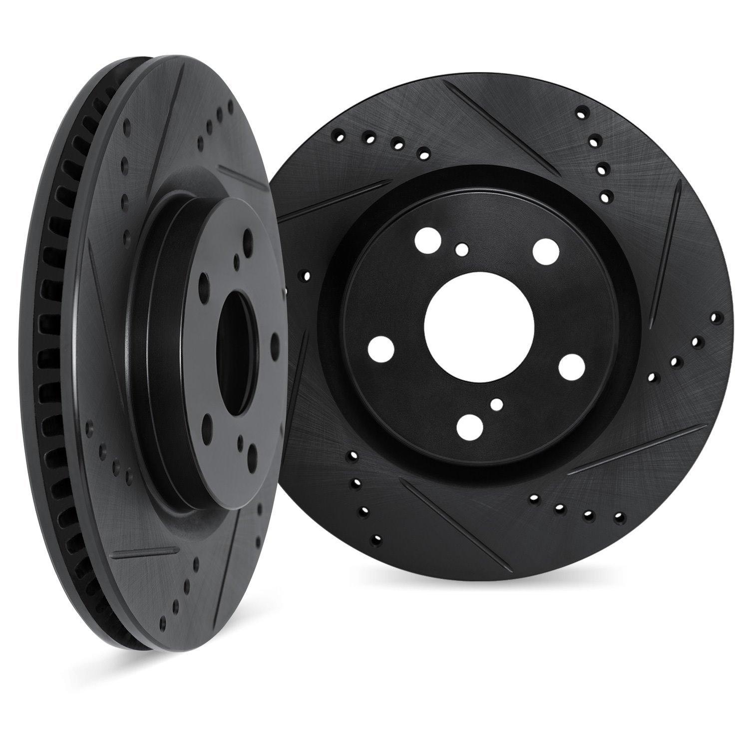 8002-01002 Drilled/Slotted Brake Rotors [Black], 1999-2008 Multiple Makes/Models, Position: Front