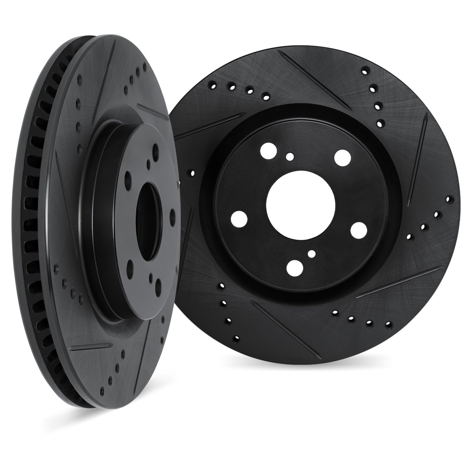 8002-02006 Drilled/Slotted Brake Rotors [Black], Fits Select Multiple Makes/Models, Position: Rear