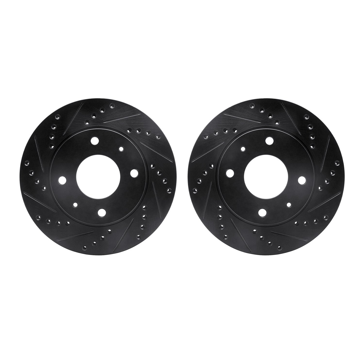 8002-03028 Drilled/Slotted Brake Rotors [Black], 2001-2003 Kia/Hyundai/Genesis, Position: Front