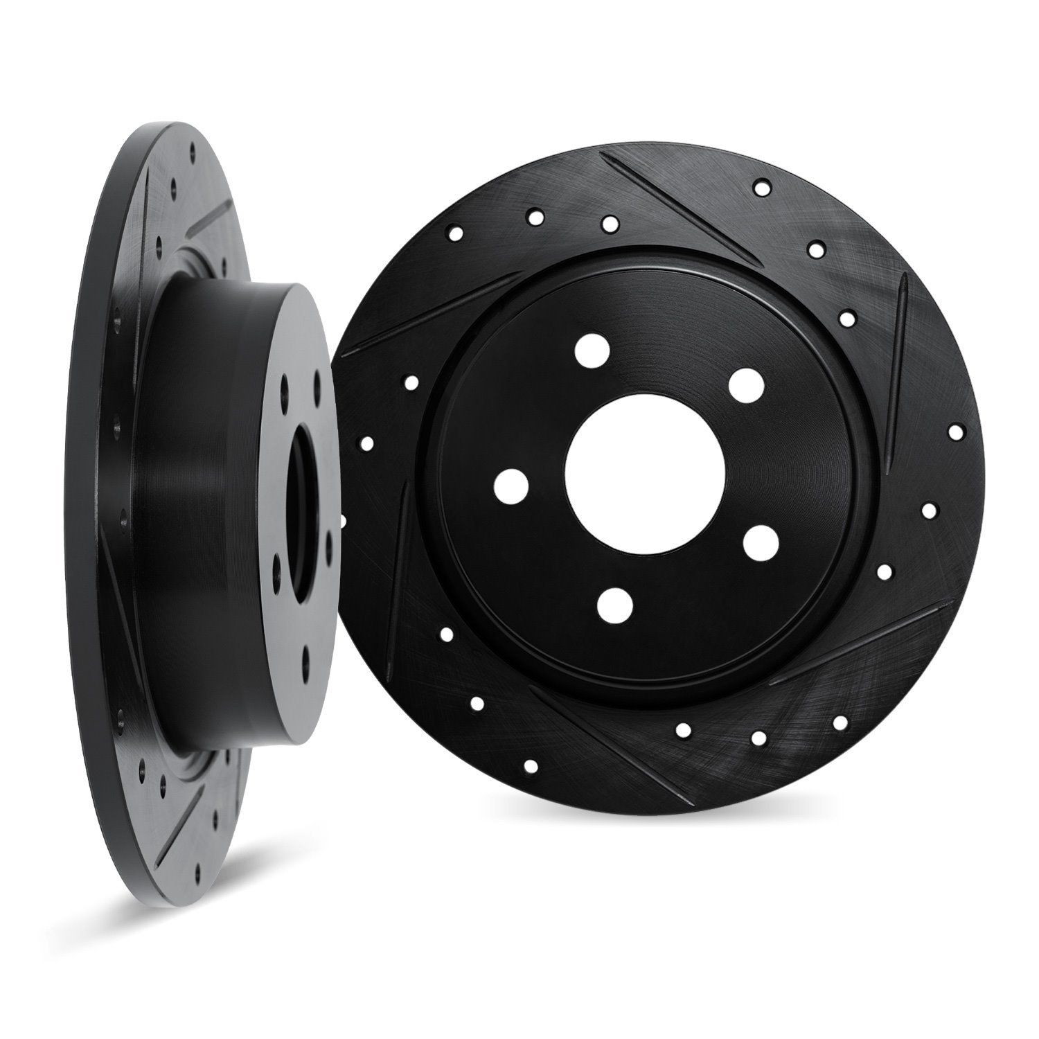 8002-03039 Drilled/Slotted Brake Rotors [Black], 2006-2009 Kia/Hyundai/Genesis, Position: Rear