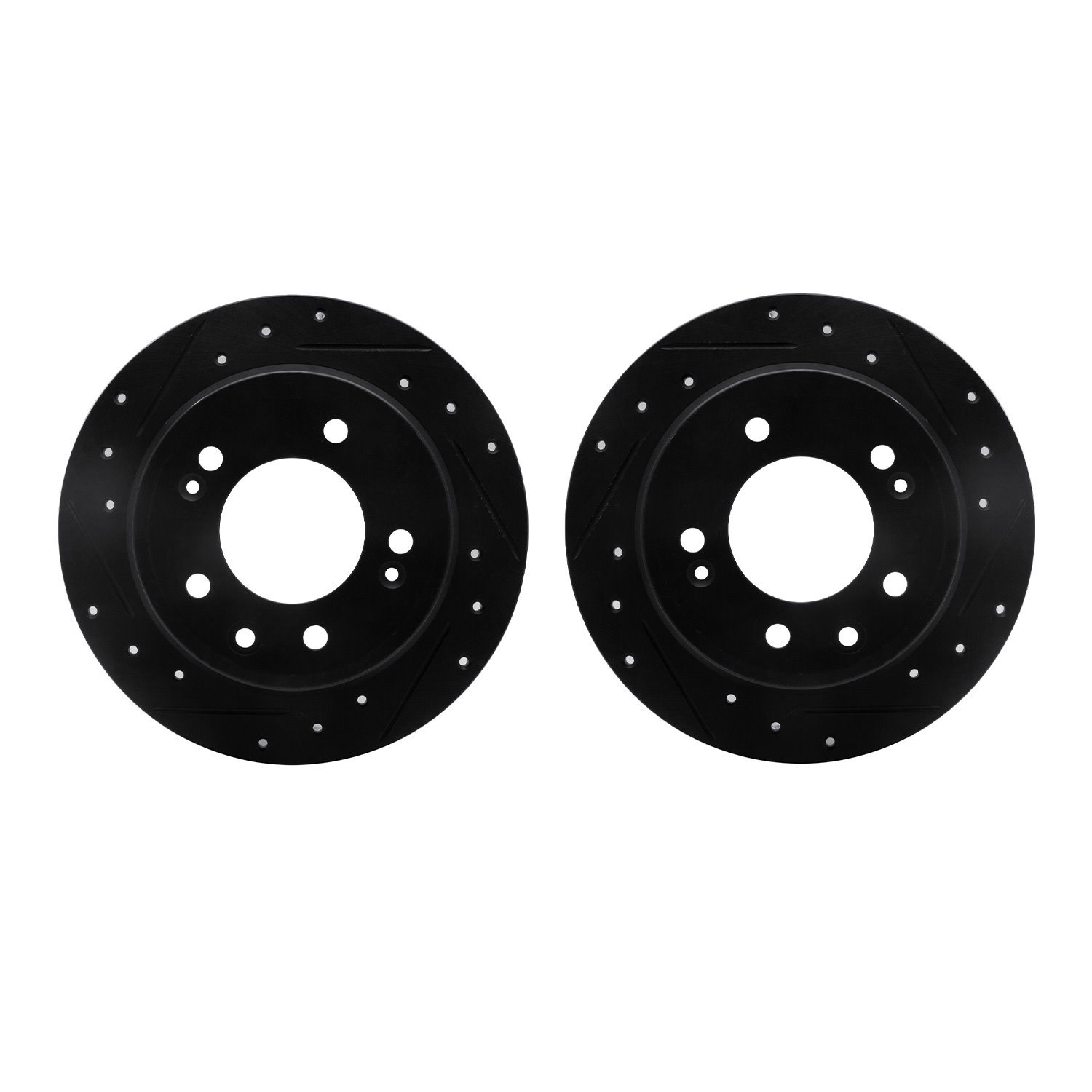 8002-03044 Drilled/Slotted Brake Rotors [Black], 2009-2016 Kia/Hyundai/Genesis, Position: Rear