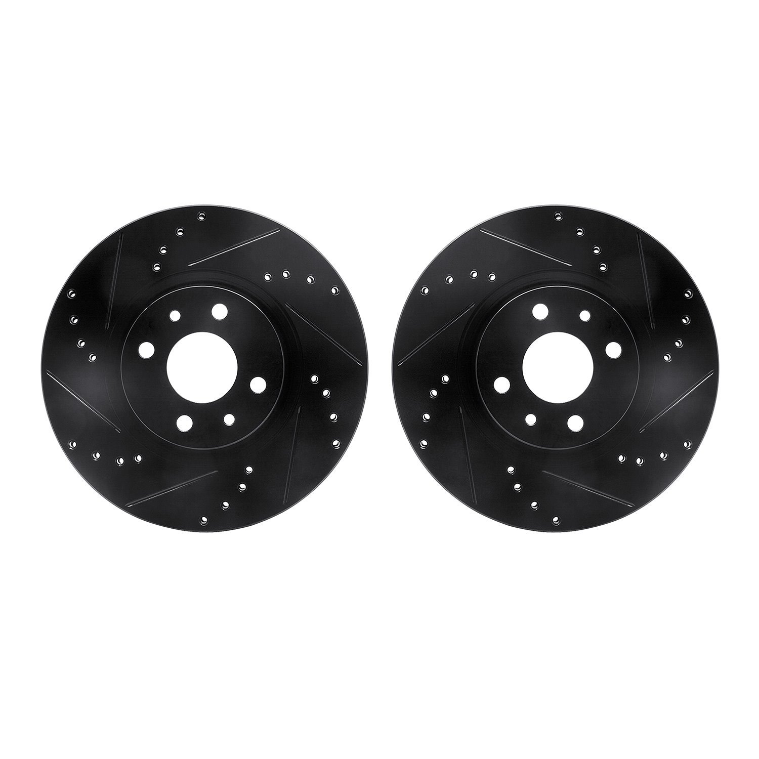 8002-07002 Drilled/Slotted Brake Rotors [Black], 2012-2019 Mopar, Position: Front