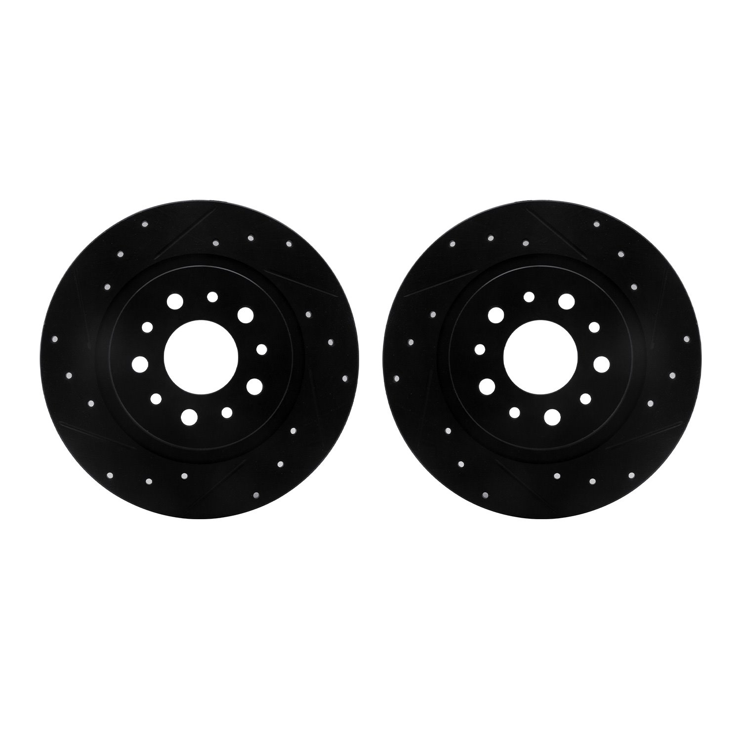 8002-07006 Drilled/Slotted Brake Rotors [Black], 2014-2019 Mopar, Position: Rear