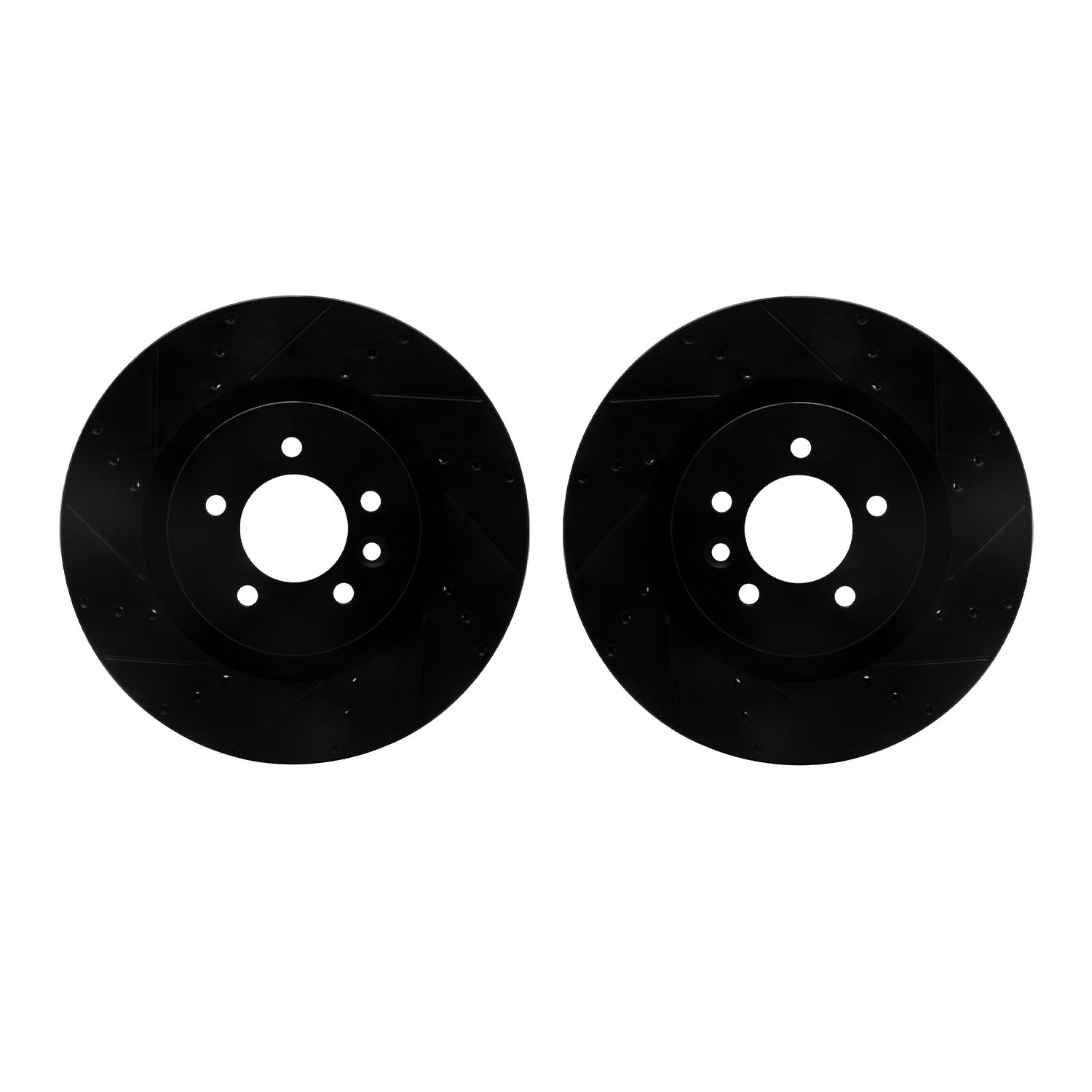 8002-11004 Drilled/Slotted Brake Rotors [Black], 2006-2017 Land Rover, Position: Front