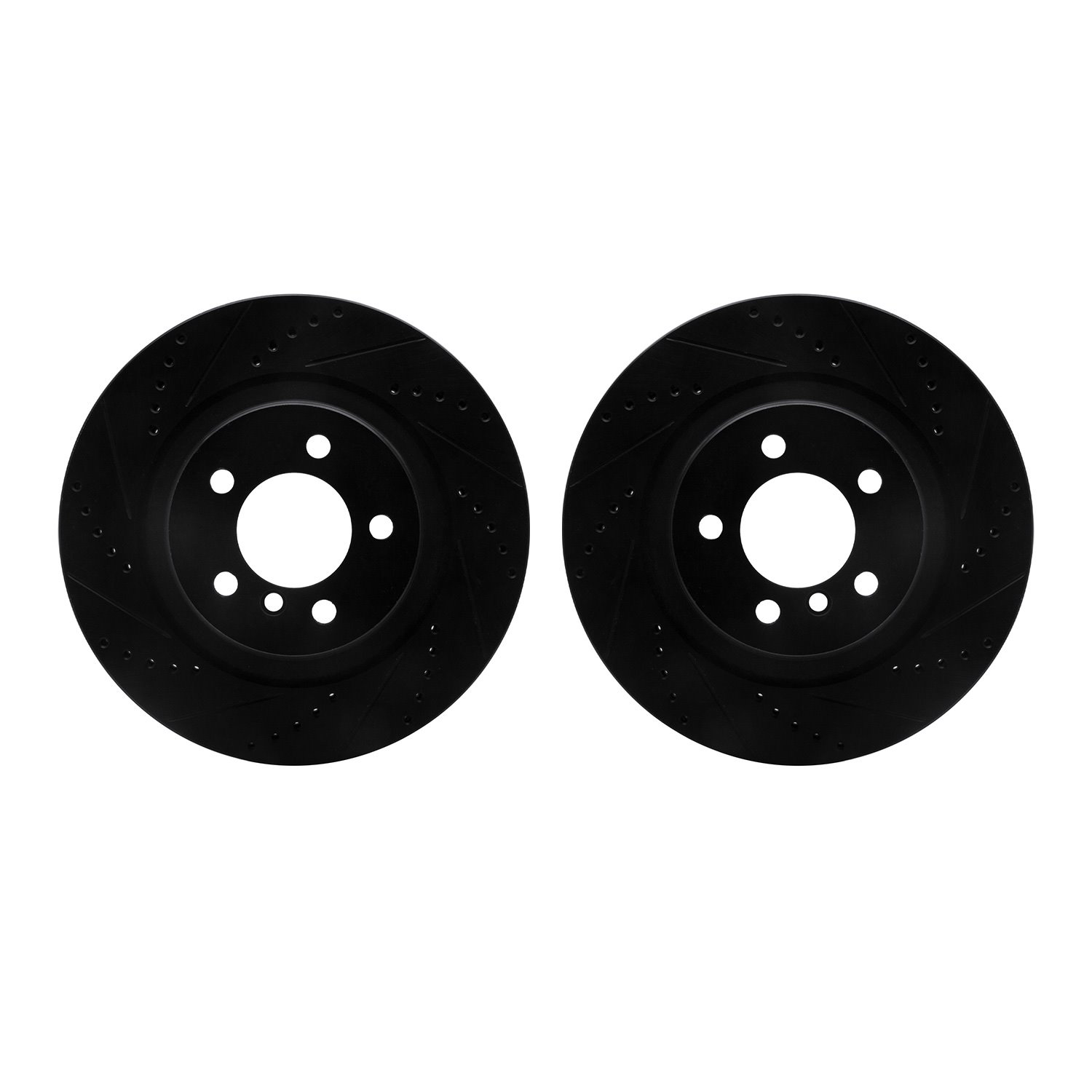 8002-11013 Drilled/Slotted Brake Rotors [Black], 2006-2009 Land Rover, Position: Front