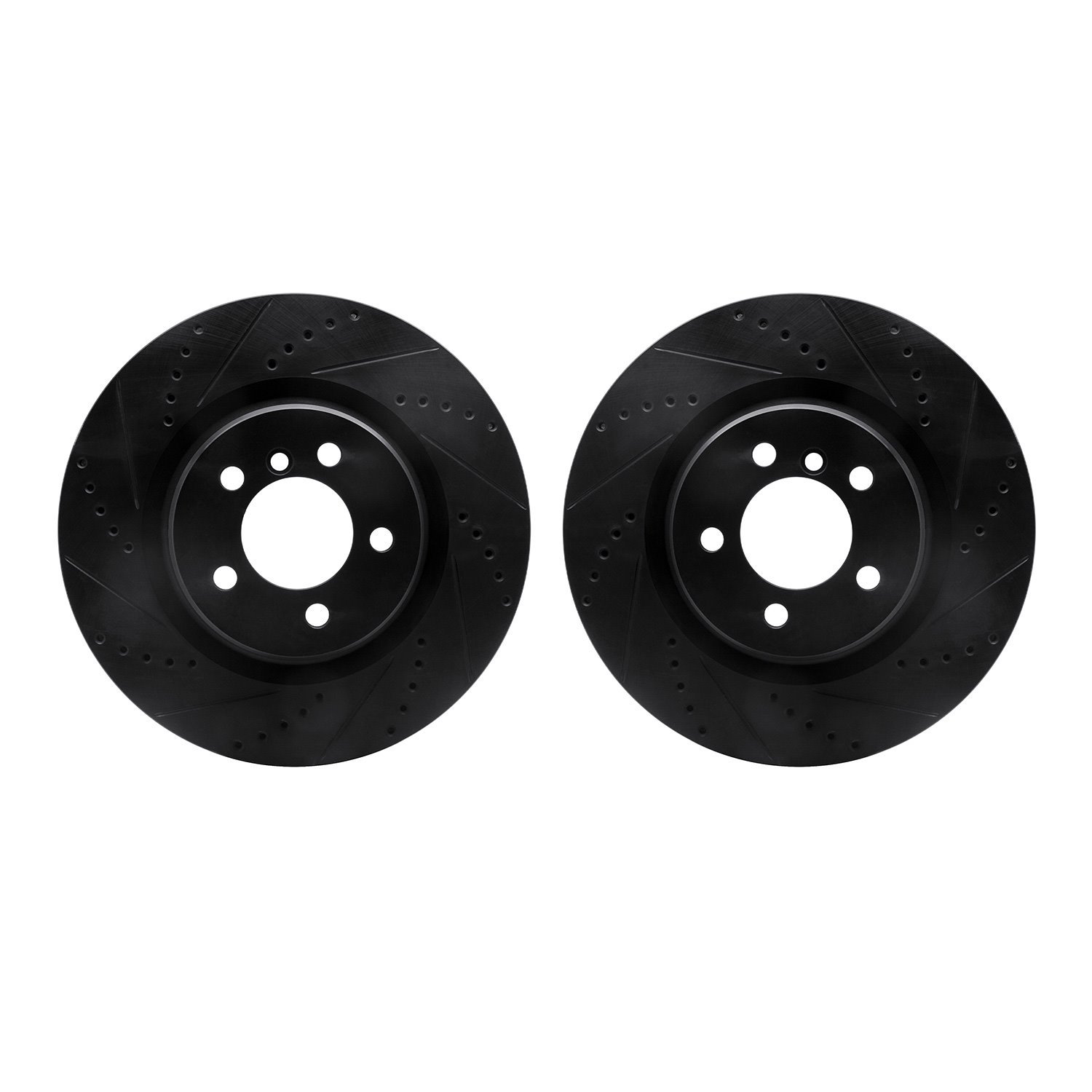 8002-11014 Drilled/Slotted Brake Rotors [Black], 2006-2012 Land Rover, Position: Front