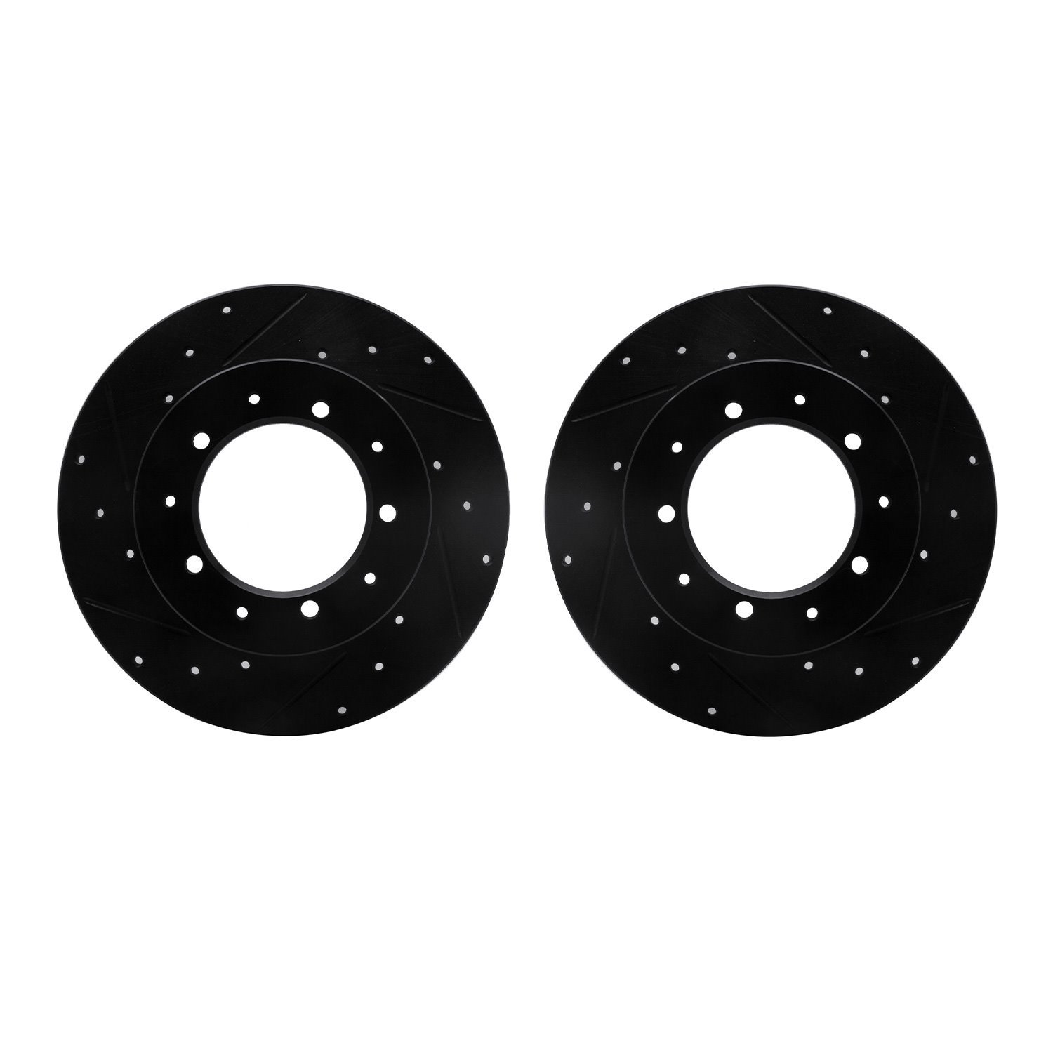 8002-11020 Drilled/Slotted Brake Rotors [Black], 1974-2016 Land Rover, Position: Rear