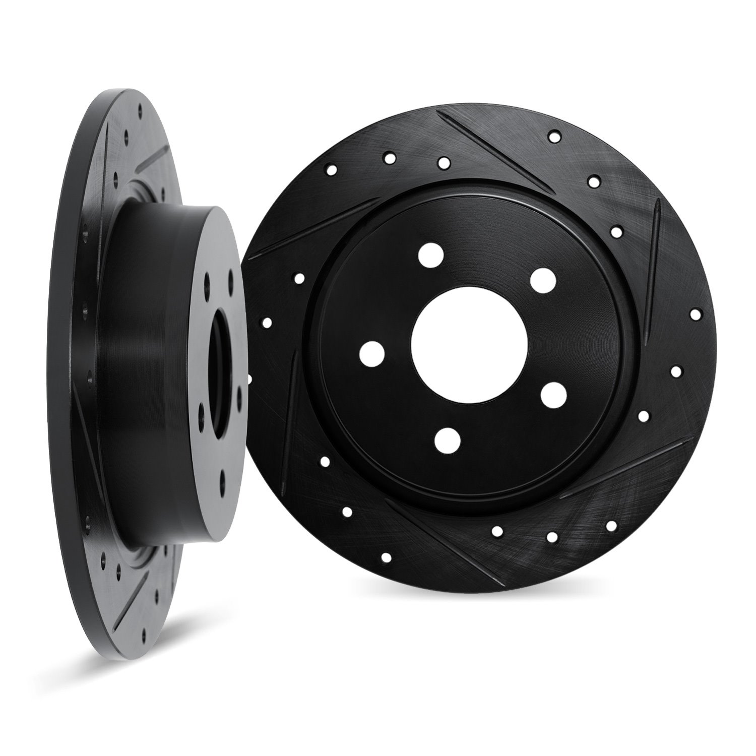 8002-11024 Drilled/Slotted Brake Rotors [Black], 2020-2020 Land Rover, Position: Rear