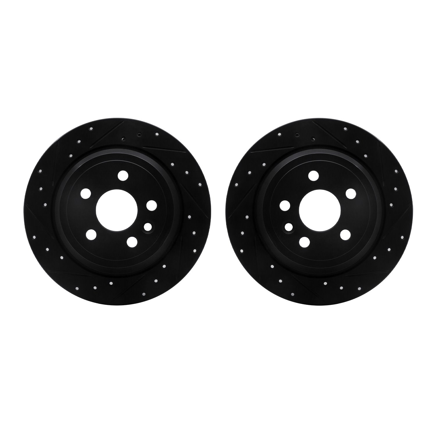 8002-11027 Drilled/Slotted Brake Rotors [Black], 2013-2015 Land Rover, Position: Rear
