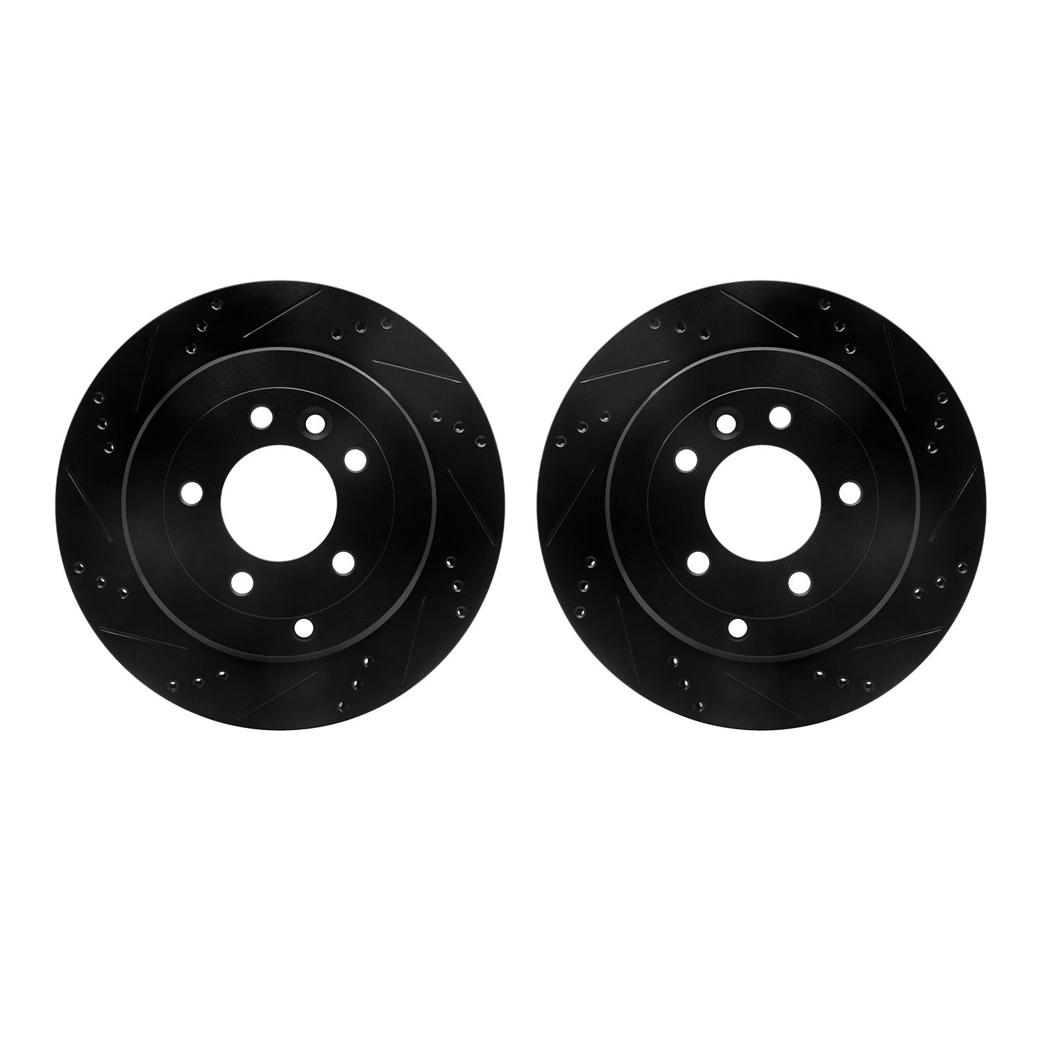 8002-11028 Drilled/Slotted Brake Rotors [Black], 2005-2007 Land Rover, Position: Rear