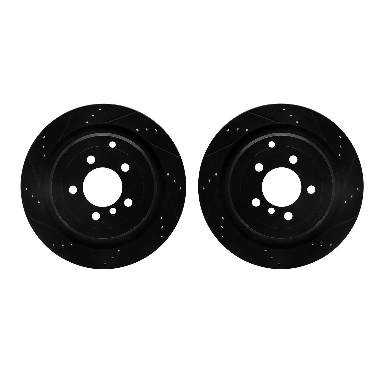 8002-11031 Drilled/Slotted Brake Rotors [Black], 2006-2012 Land Rover, Position: Rear