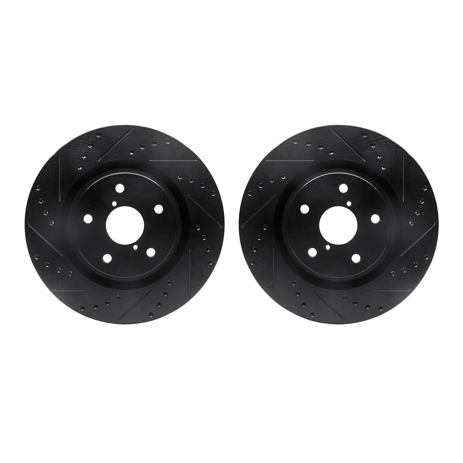 8002-13013 Drilled/Slotted Brake Rotors [Black], Fits Select Subaru, Position: Front
