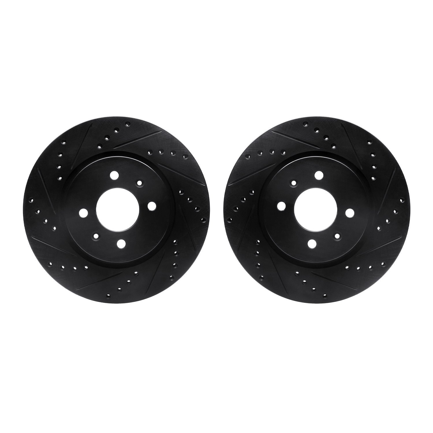 8002-21003 Drilled/Slotted Brake Rotors [Black], Fits Select Kia/Hyundai/Genesis, Position: Front