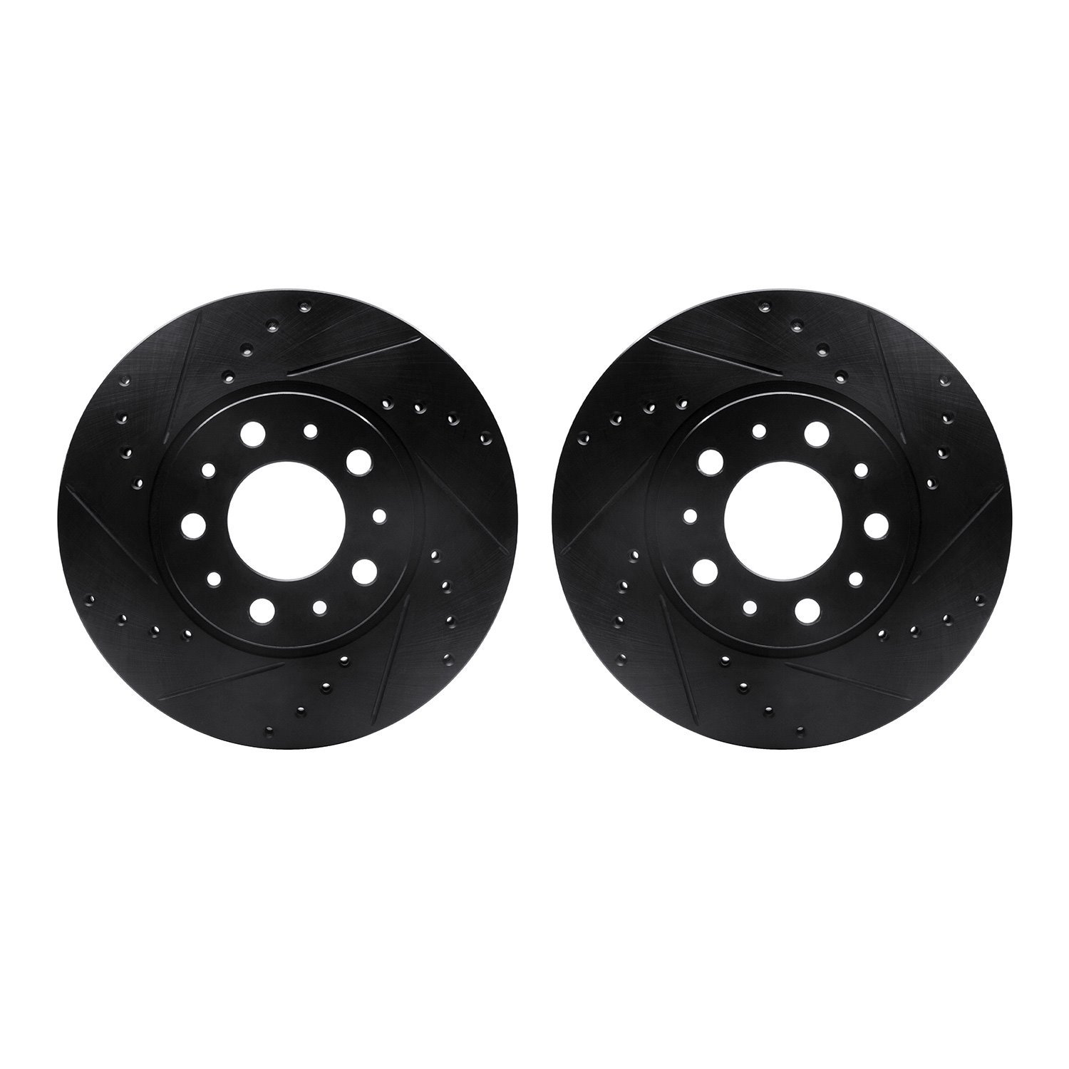 8002-27013 Drilled/Slotted Brake Rotors [Black], 1991-1995 Volvo, Position: Front