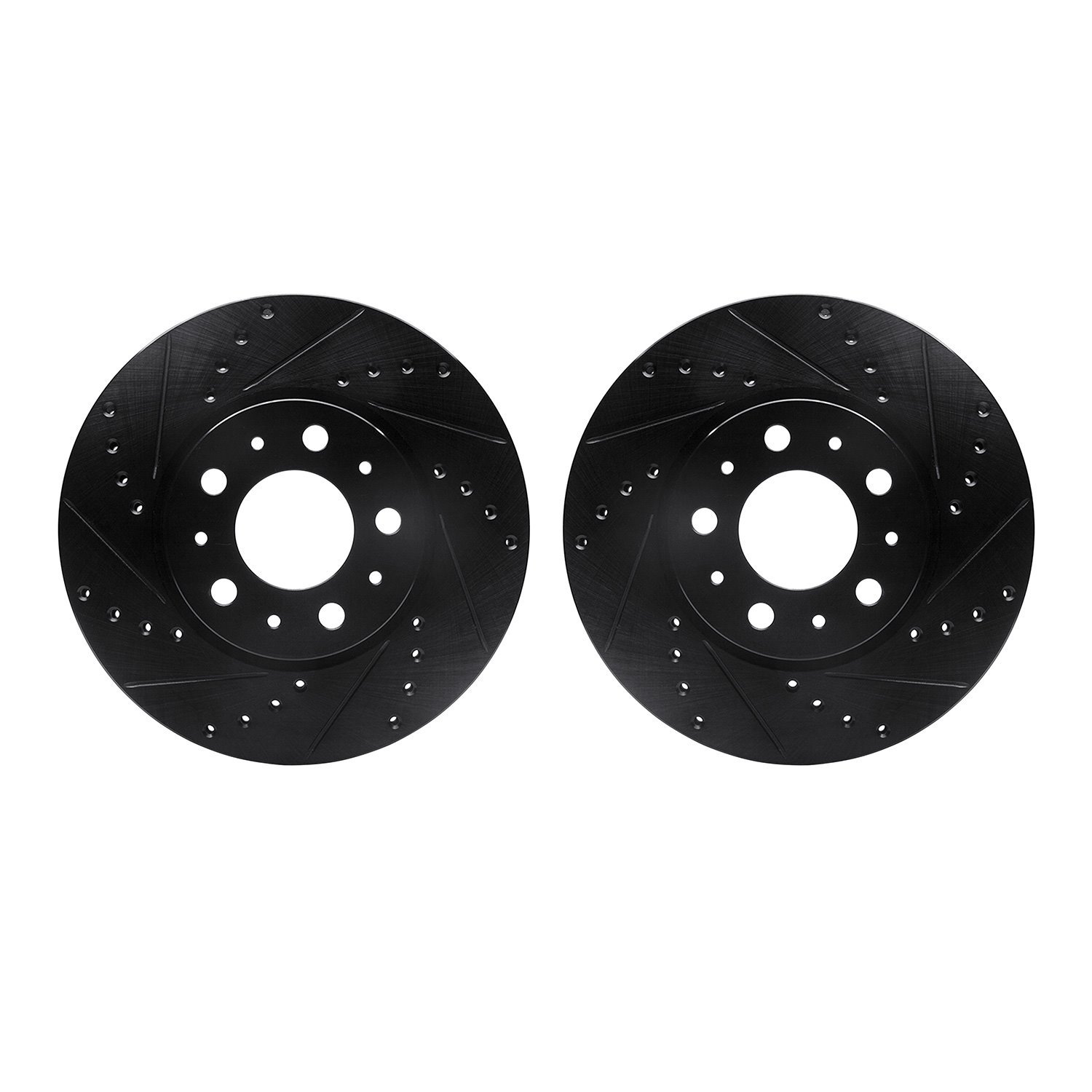 8002-27016 Drilled/Slotted Brake Rotors [Black], 1995-2004 Volvo, Position: Front