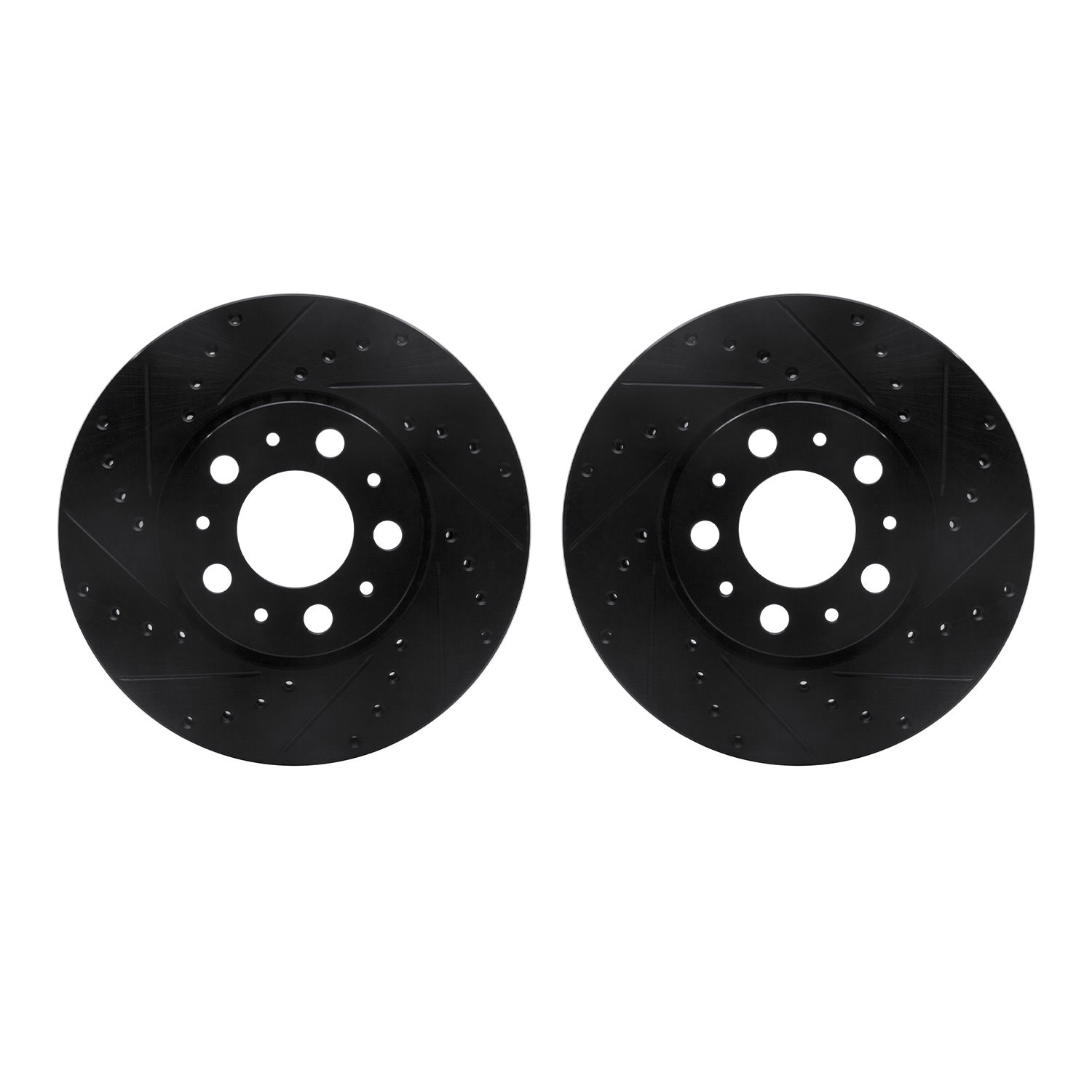 8002-27019 Drilled/Slotted Brake Rotors [Black], 1999-2009 Volvo, Position: Front