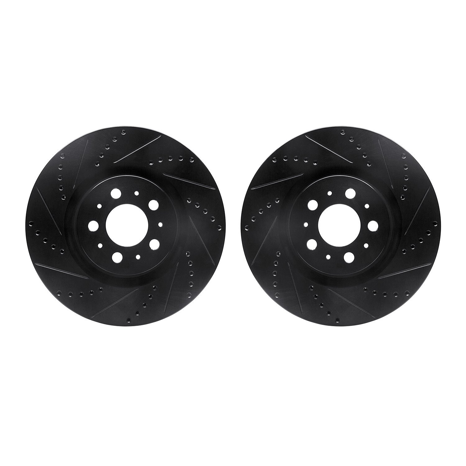 8002-27021 Drilled/Slotted Brake Rotors [Black], 2004-2007 Volvo, Position: Front