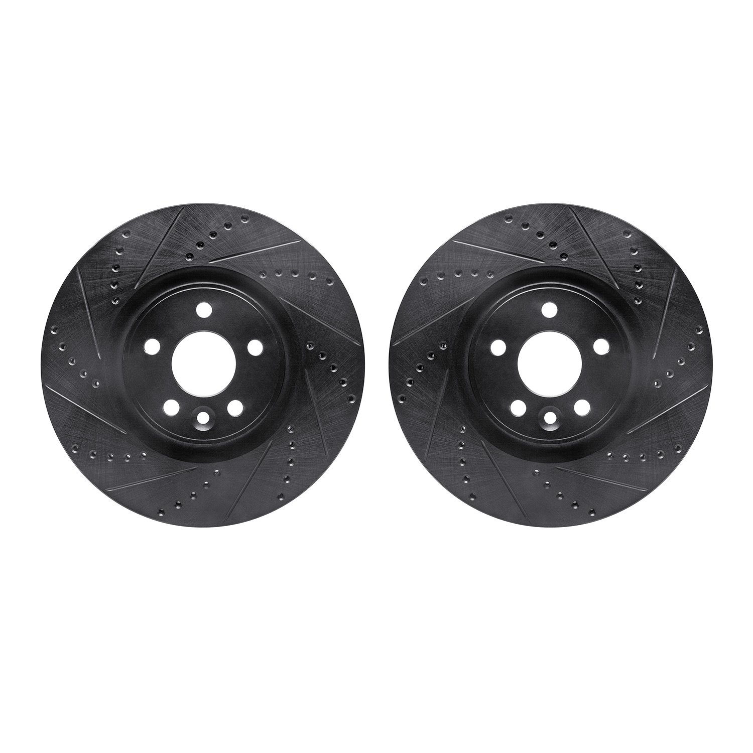 8002-27023 Drilled/Slotted Brake Rotors [Black], 2007-2016 Volvo, Position: Front