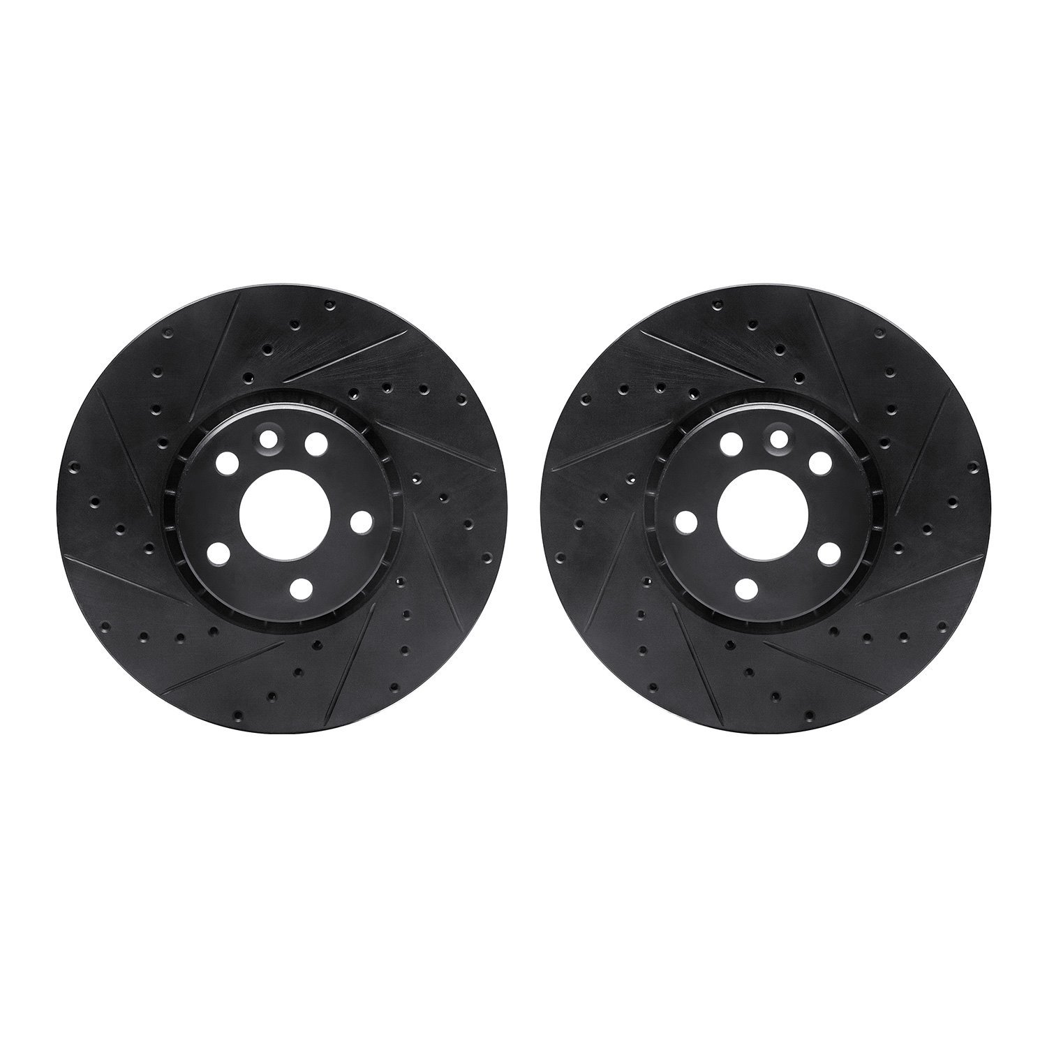 8002-27026 Drilled/Slotted Brake Rotors [Black], 2010-2016 Volvo, Position: Front