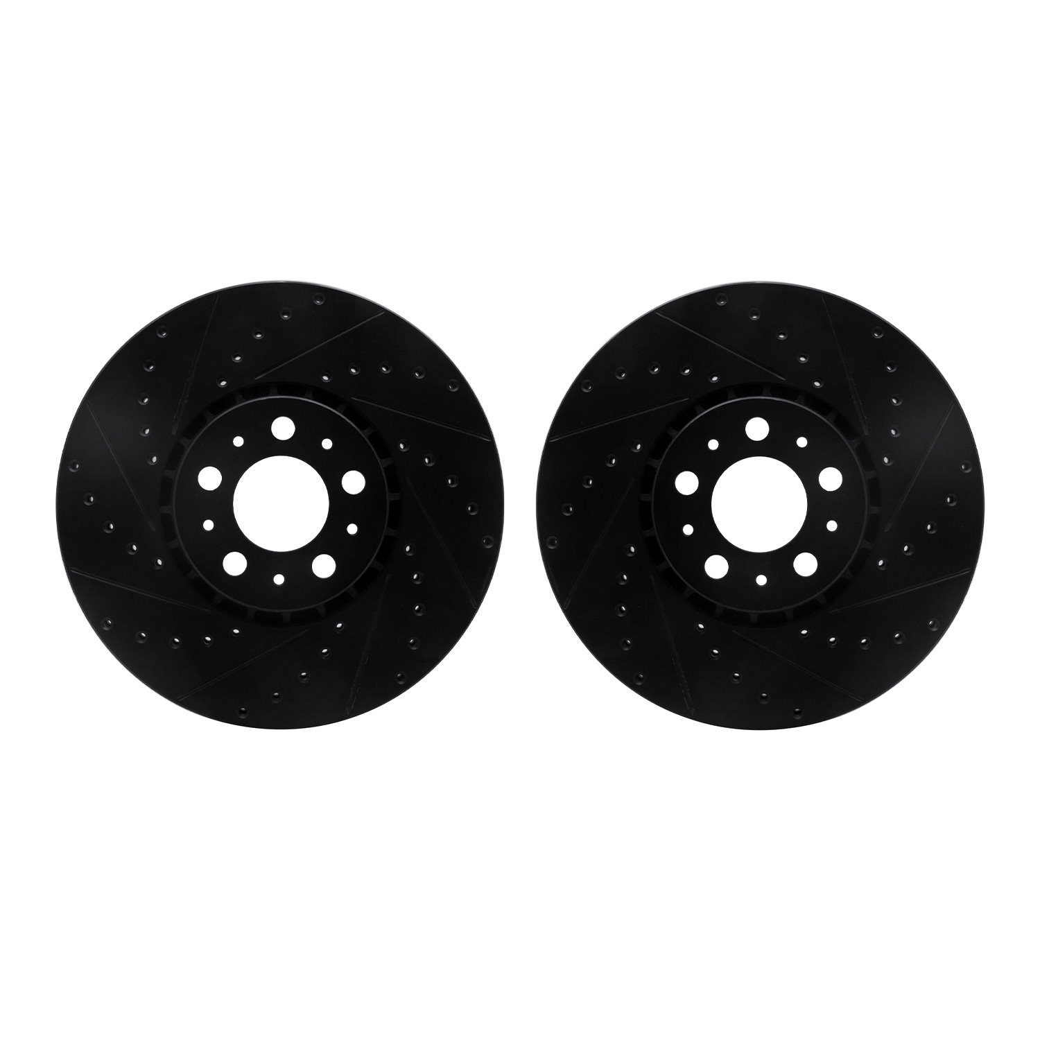 8002-27028 Drilled/Slotted Brake Rotors [Black], 2003-2014 Volvo, Position: Front