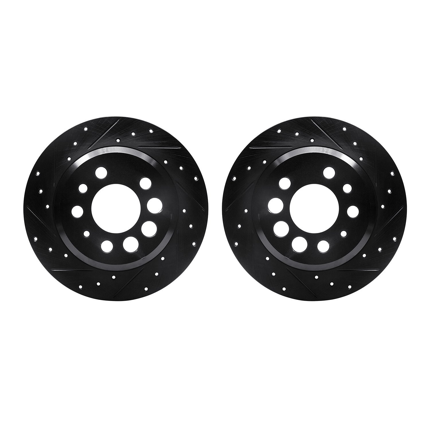 8002-27033 Drilled/Slotted Brake Rotors [Black], 1974-1997 Volvo, Position: Rear