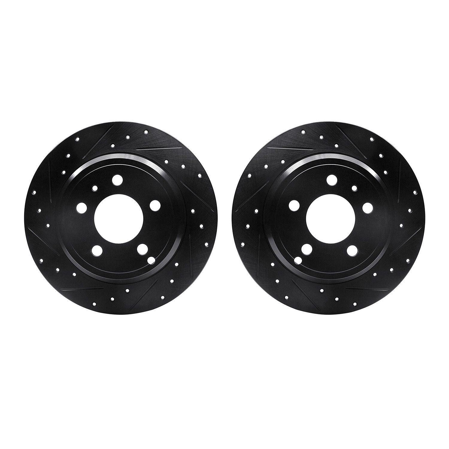 8002-27036 Drilled/Slotted Brake Rotors [Black], 1996-2004 Volvo, Position: Rear
