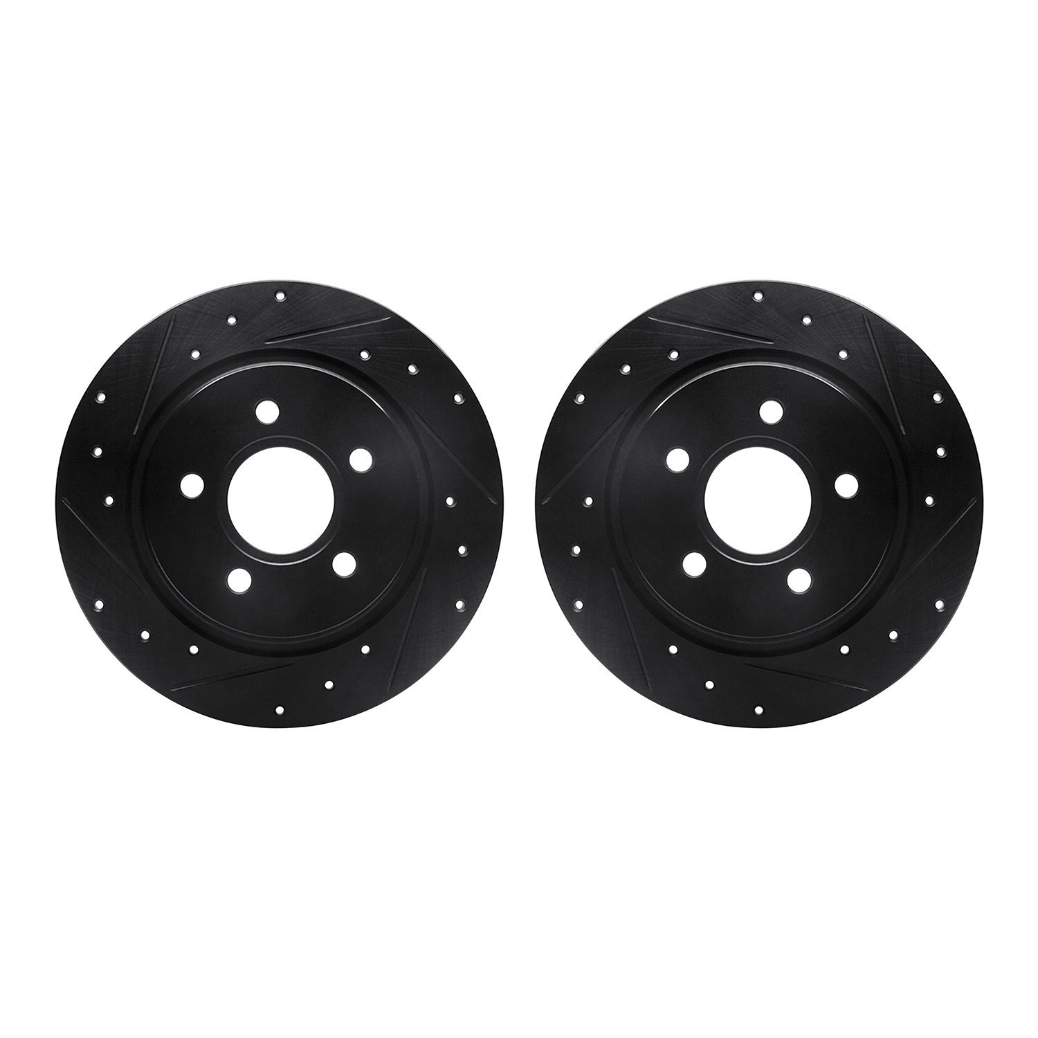 8002-27038 Drilled/Slotted Brake Rotors [Black], 2004-2013 Volvo, Position: Rear