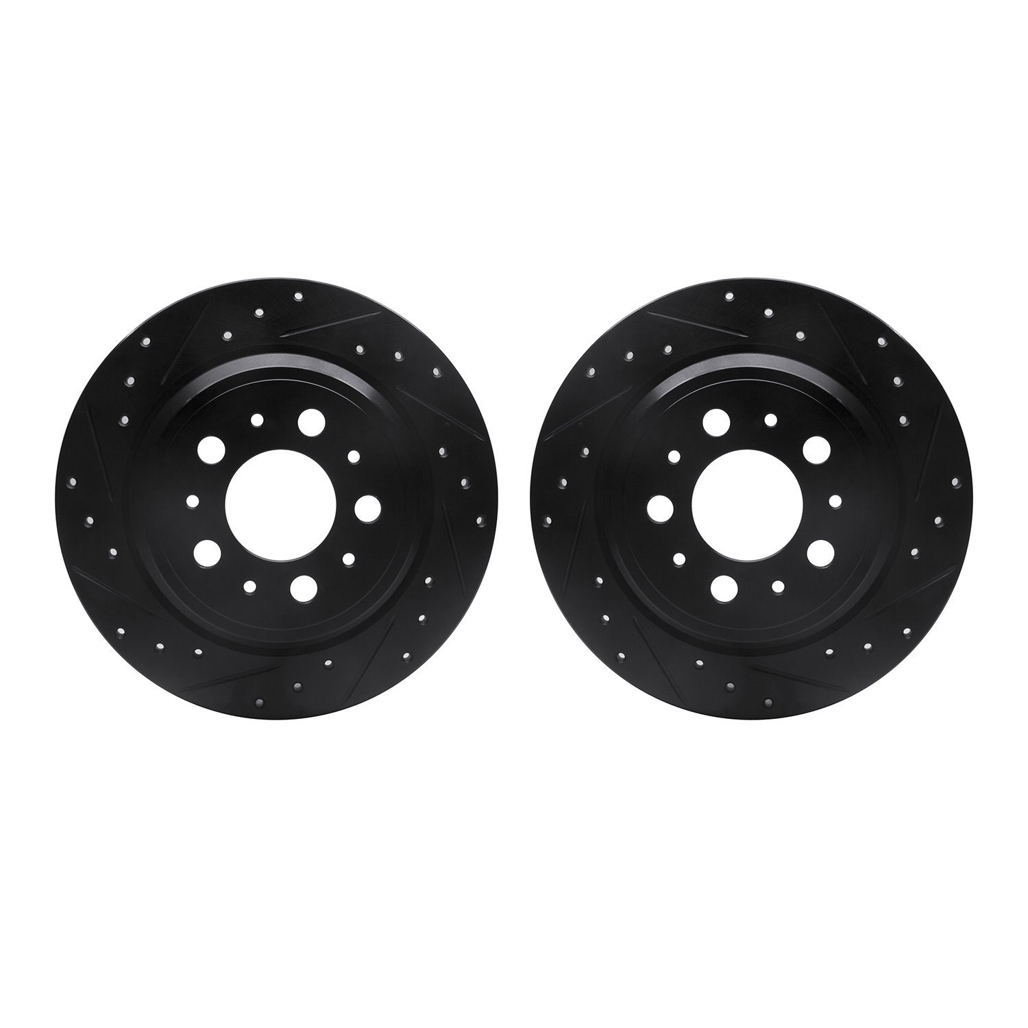 8002-27039 Drilled/Slotted Brake Rotors [Black], 1999-2009 Volvo, Position: Rear