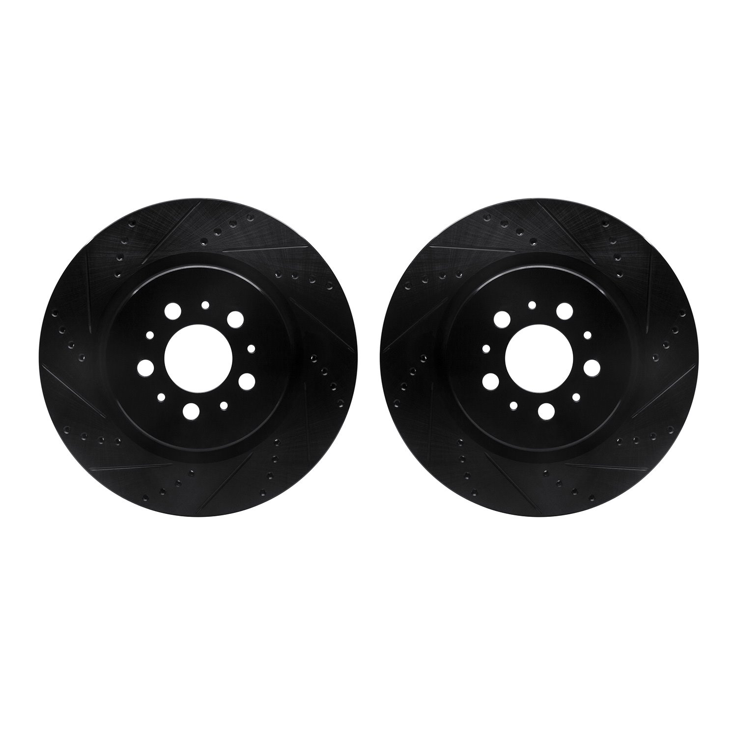 8002-27040 Drilled/Slotted Brake Rotors [Black], 2004-2007 Volvo, Position: Rear