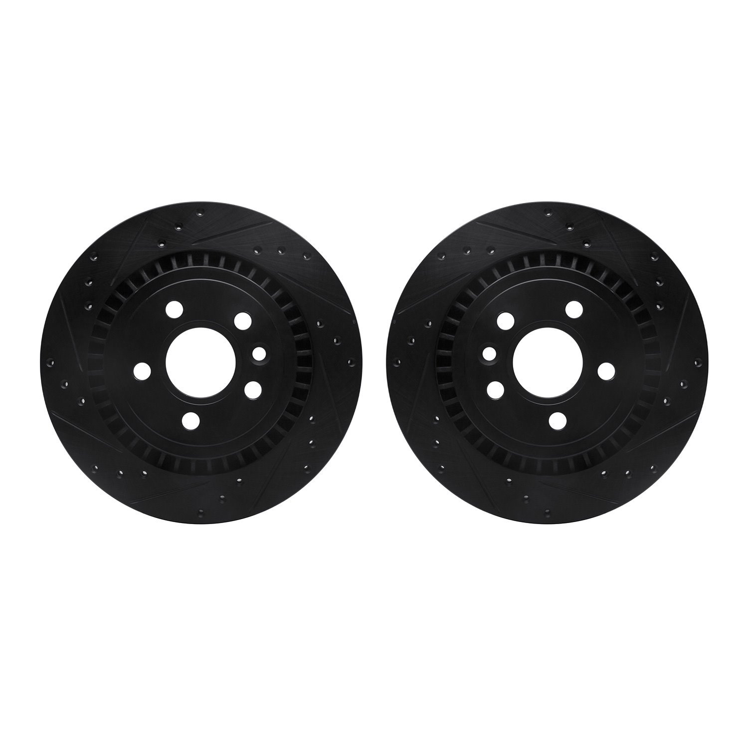 8002-27043 Drilled/Slotted Brake Rotors [Black], 2008-2018 Volvo, Position: Rear
