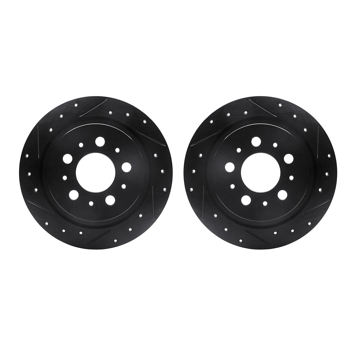 8002-27049 Drilled/Slotted Brake Rotors [Black], 1997-1998 Volvo, Position: Rear