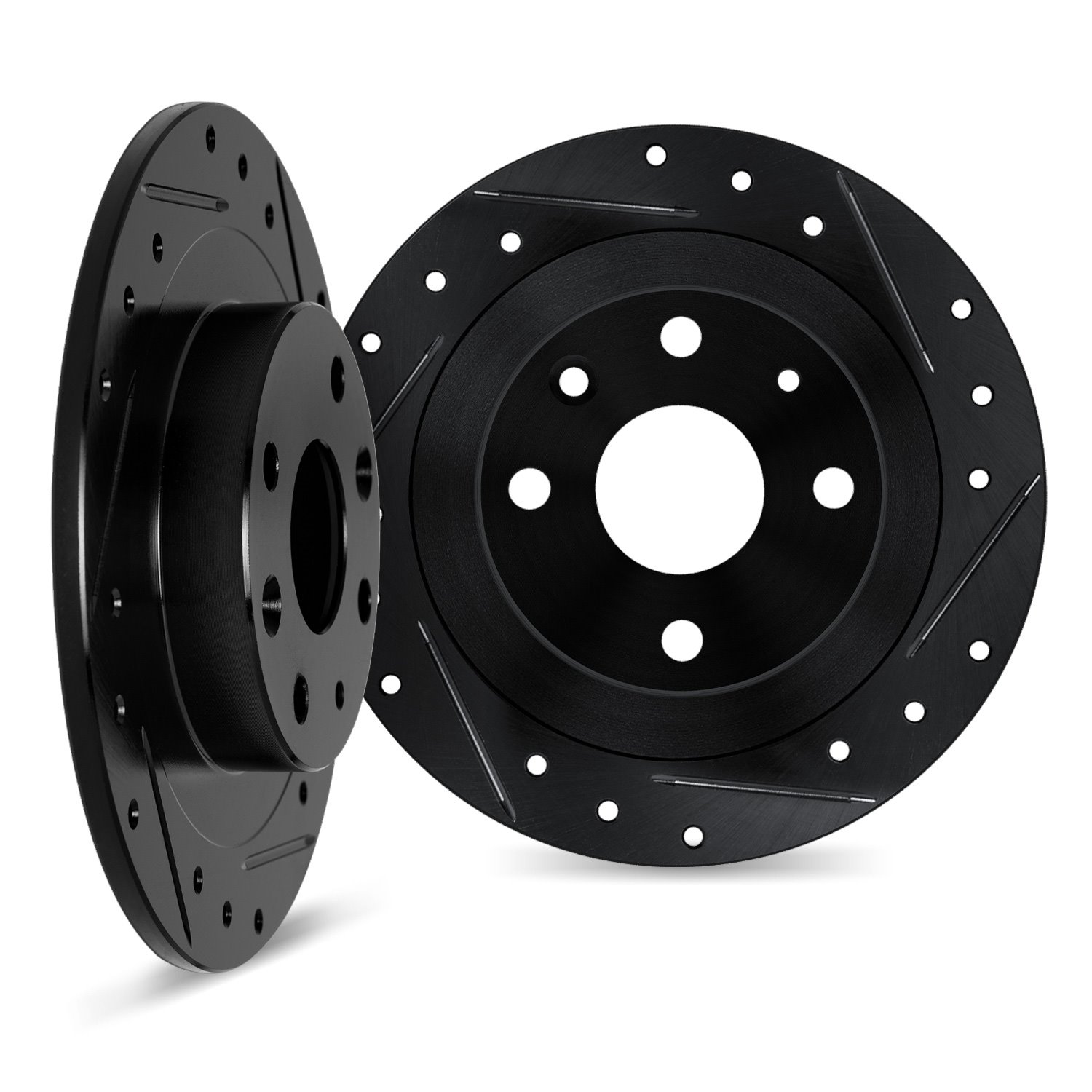 8002-28004 Drilled/Slotted Brake Rotors [Black], 1989-1991 Peugeot, Position: Rear