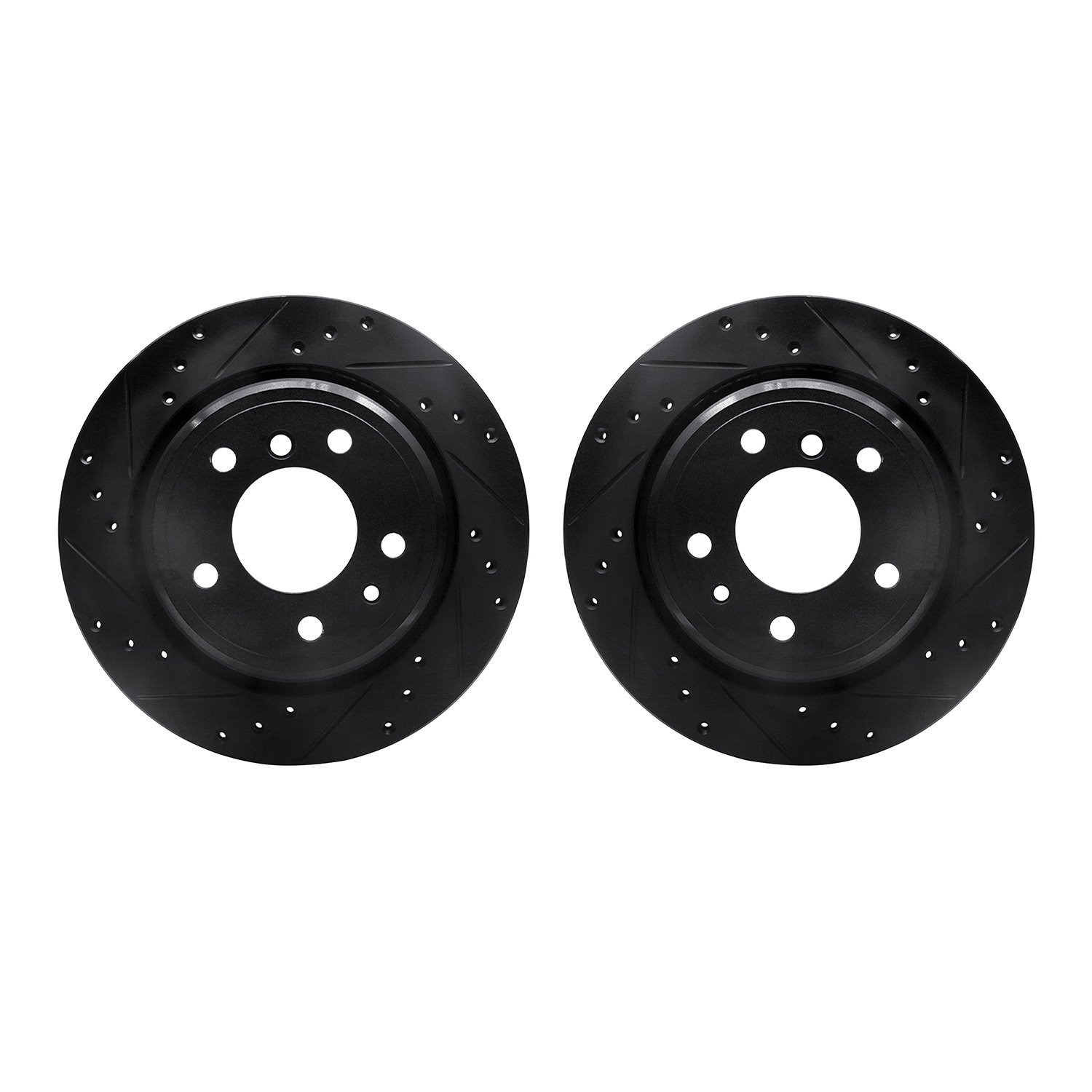 8002-31099 Drilled/Slotted Brake Rotors [Black], 1991-1995 BMW, Position: Rear